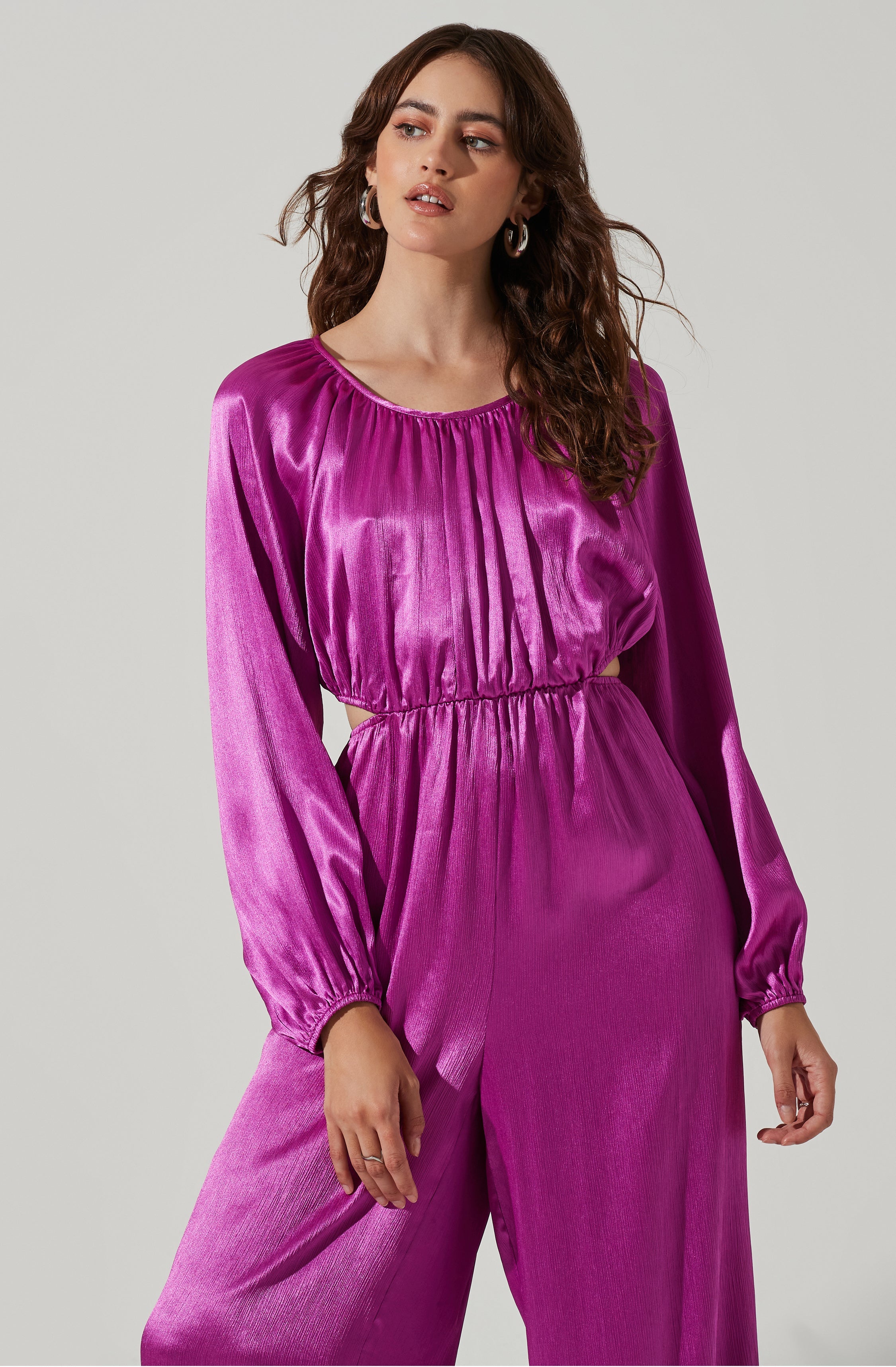 Back Cutout Long Sleeve Jumpsuit-Aljck