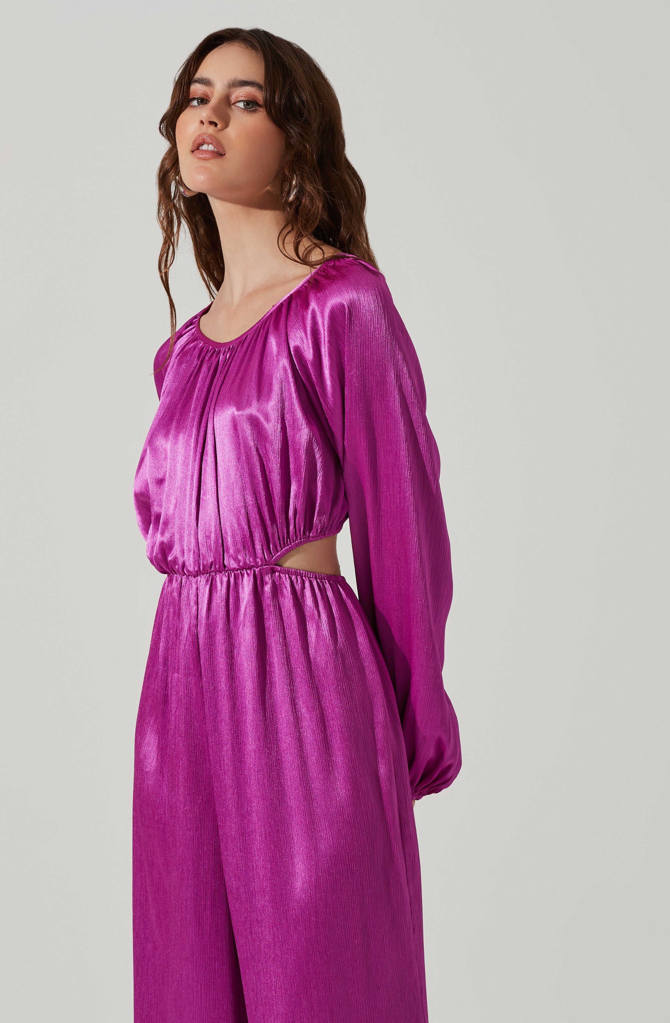 Back Cutout Long Sleeve Jumpsuit-Aljck