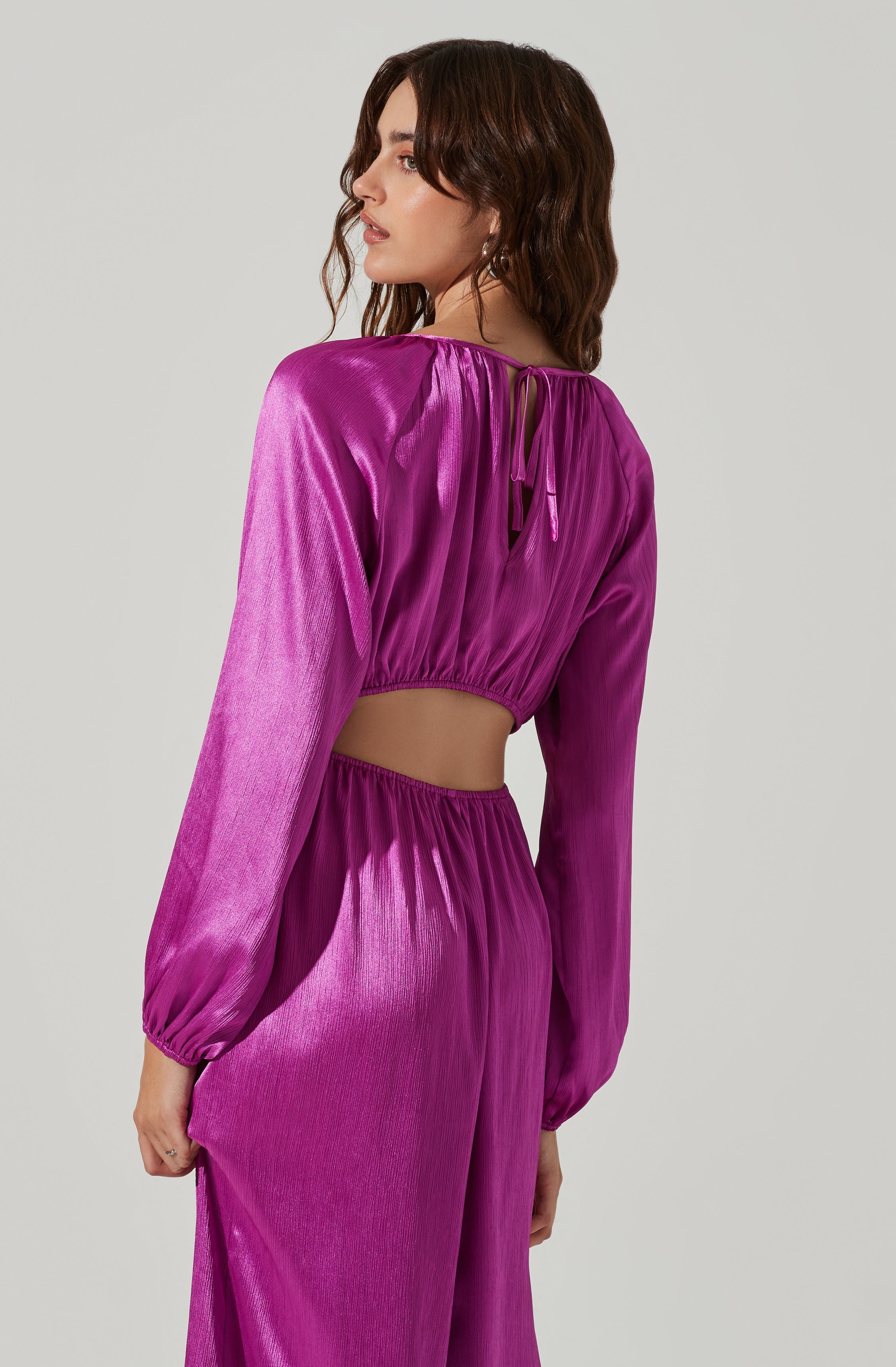 Back Cutout Long Sleeve Jumpsuit-Aljck