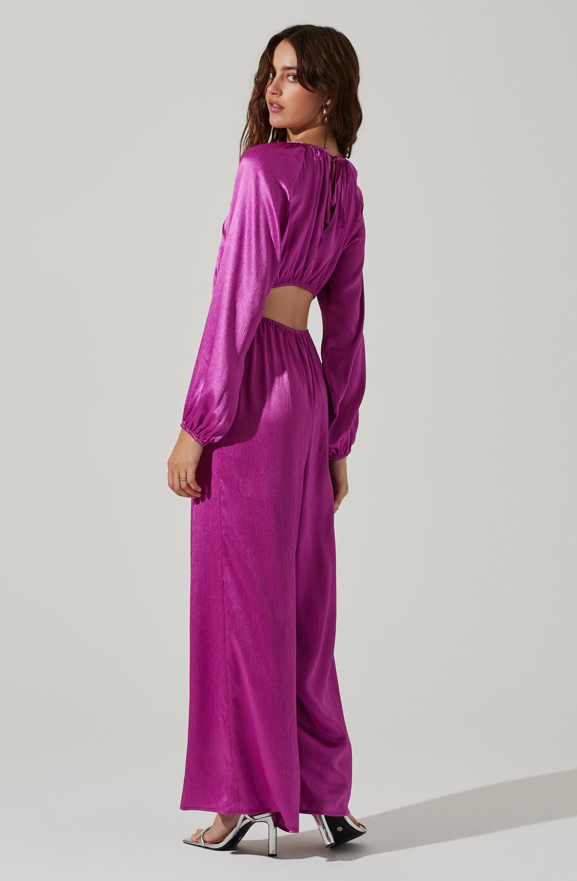 Back Cutout Long Sleeve Jumpsuit-Aljck