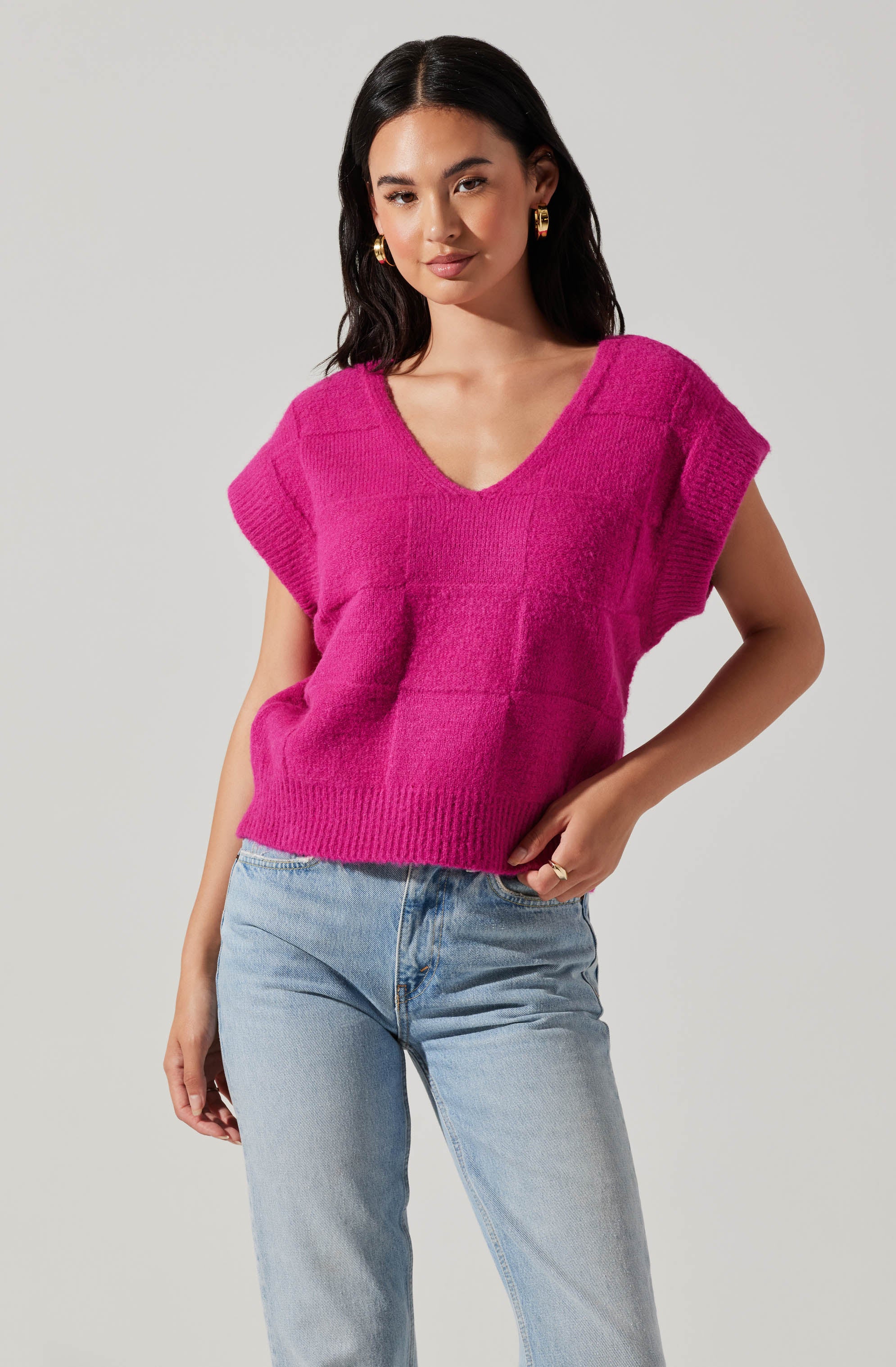 Checkered Sweater Vest-Aljck