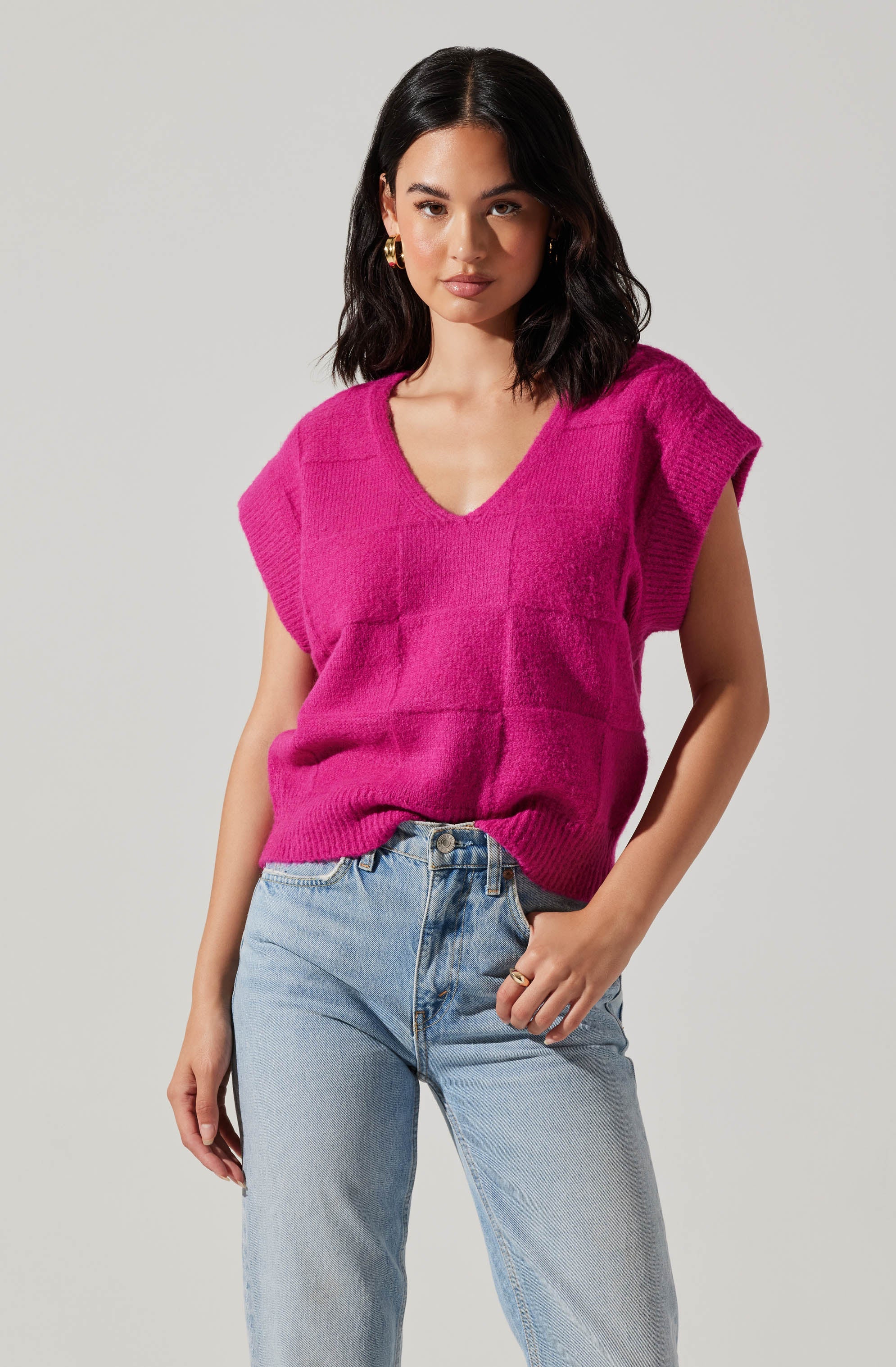 Checkered Sweater Vest-Aljck