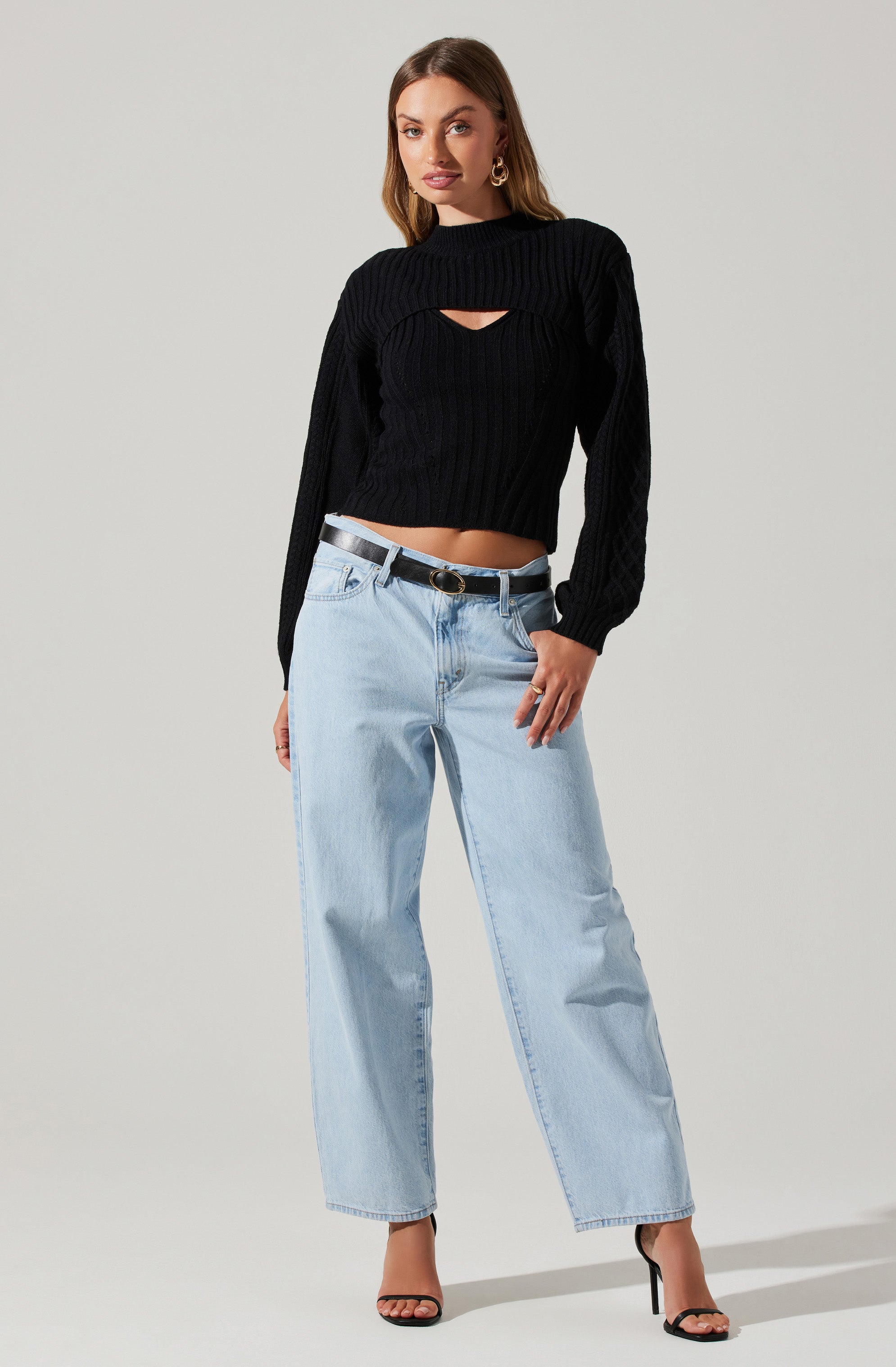 Mock Neck Bolero Sweater-Aljck