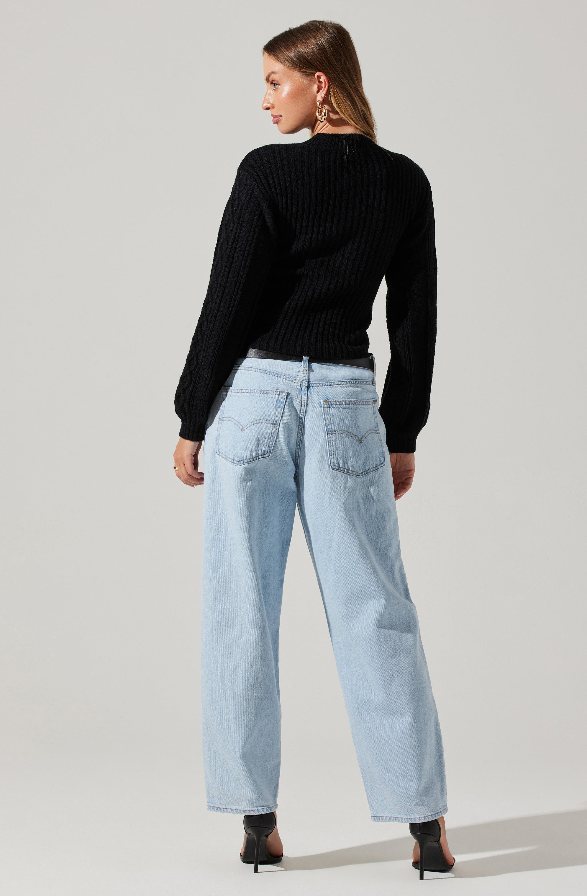 Mock Neck Bolero Sweater-Aljck