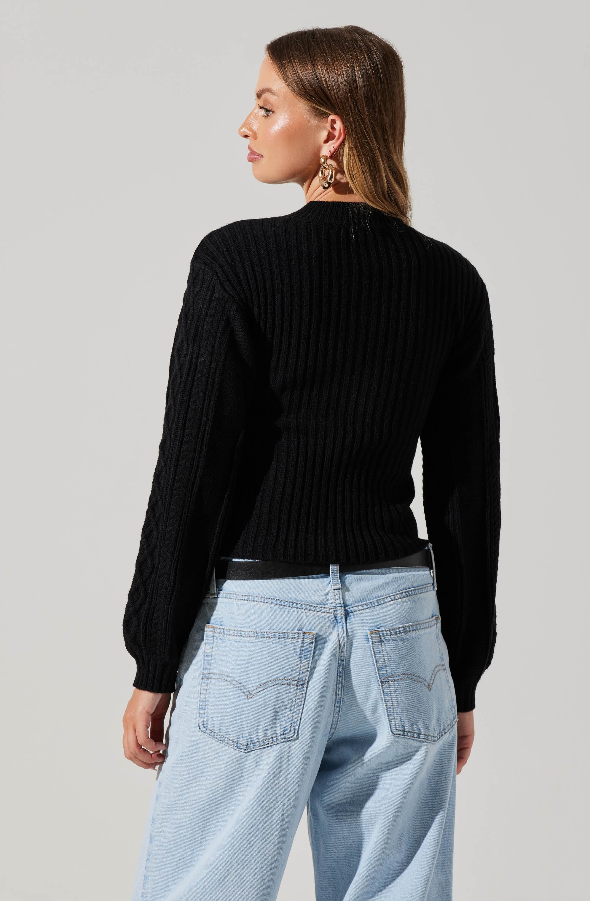 Mock Neck Bolero Sweater-Aljck