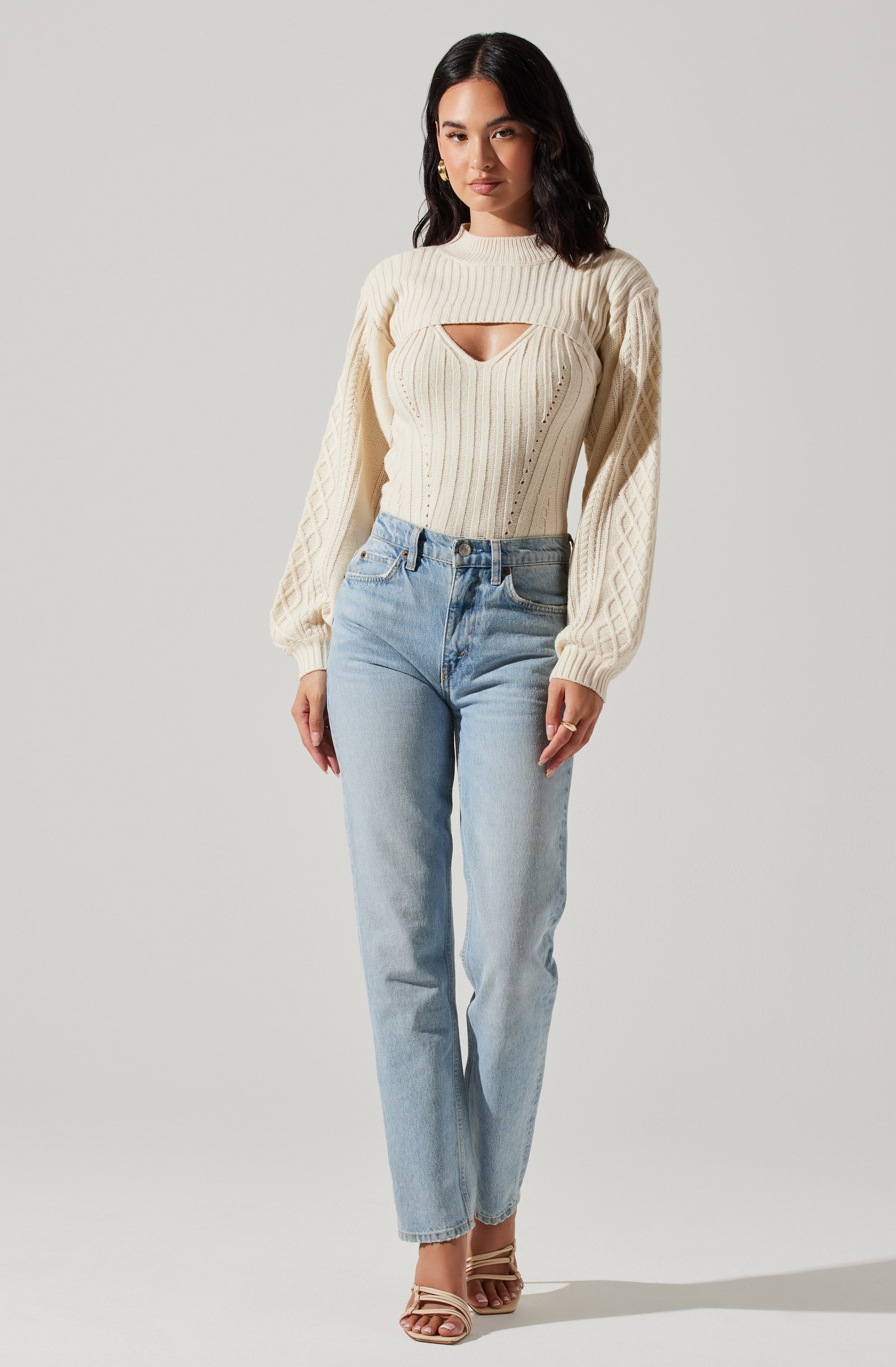 Mock Neck Bolero Sweater-Aljck