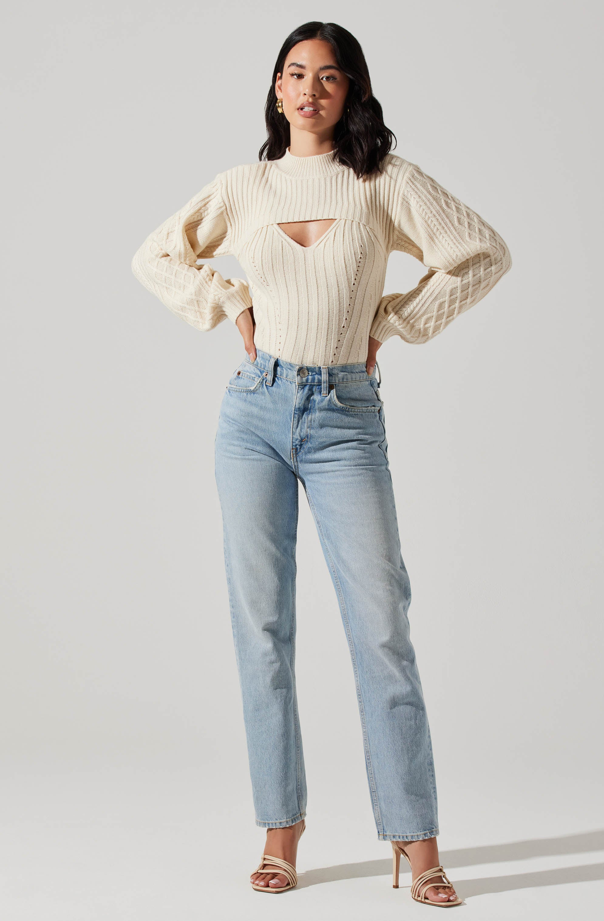 Mock Neck Bolero Sweater-Aljck