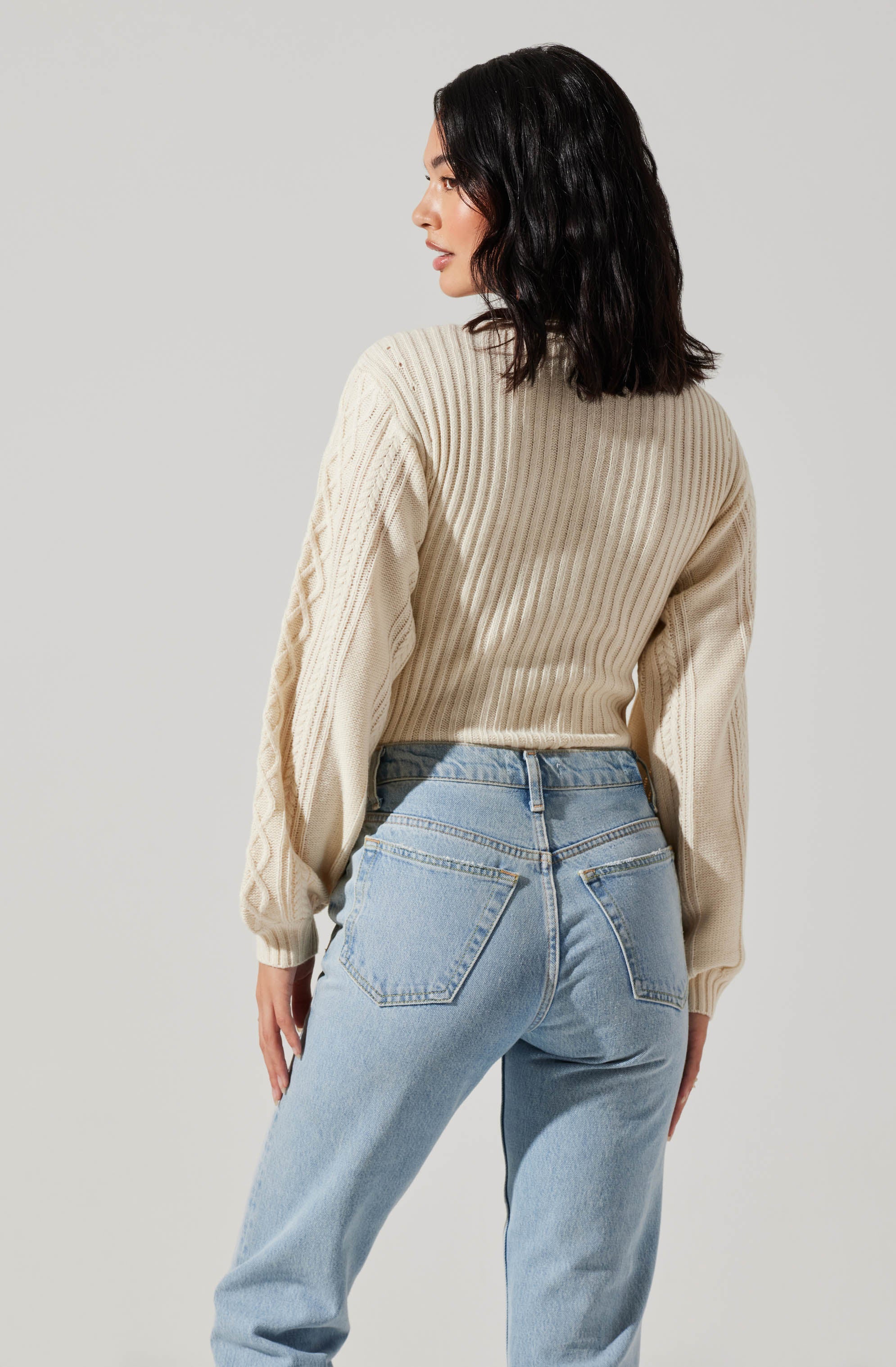 Mock Neck Bolero Sweater-Aljck