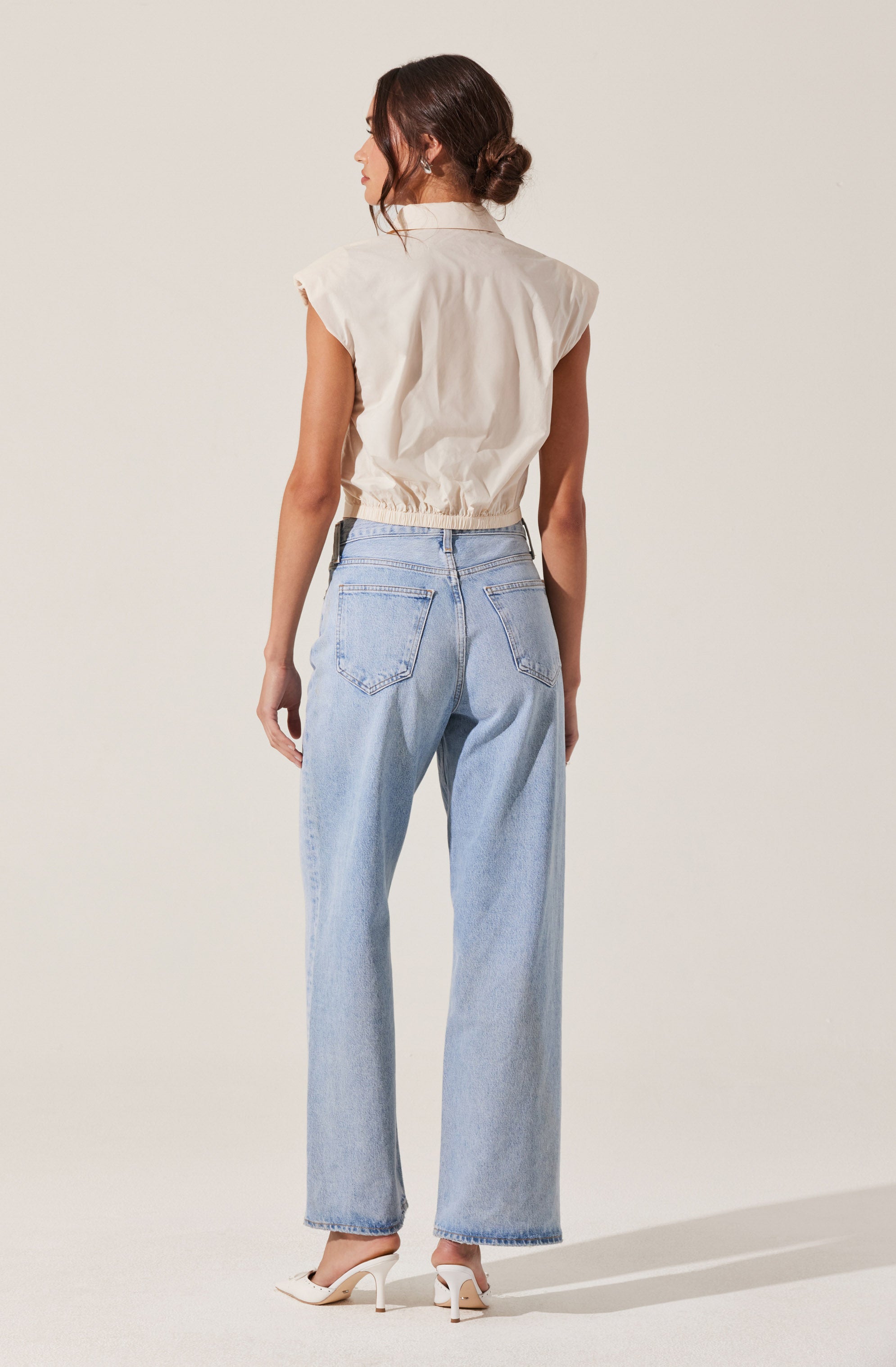 Twist Front Button Up Top-Aljck