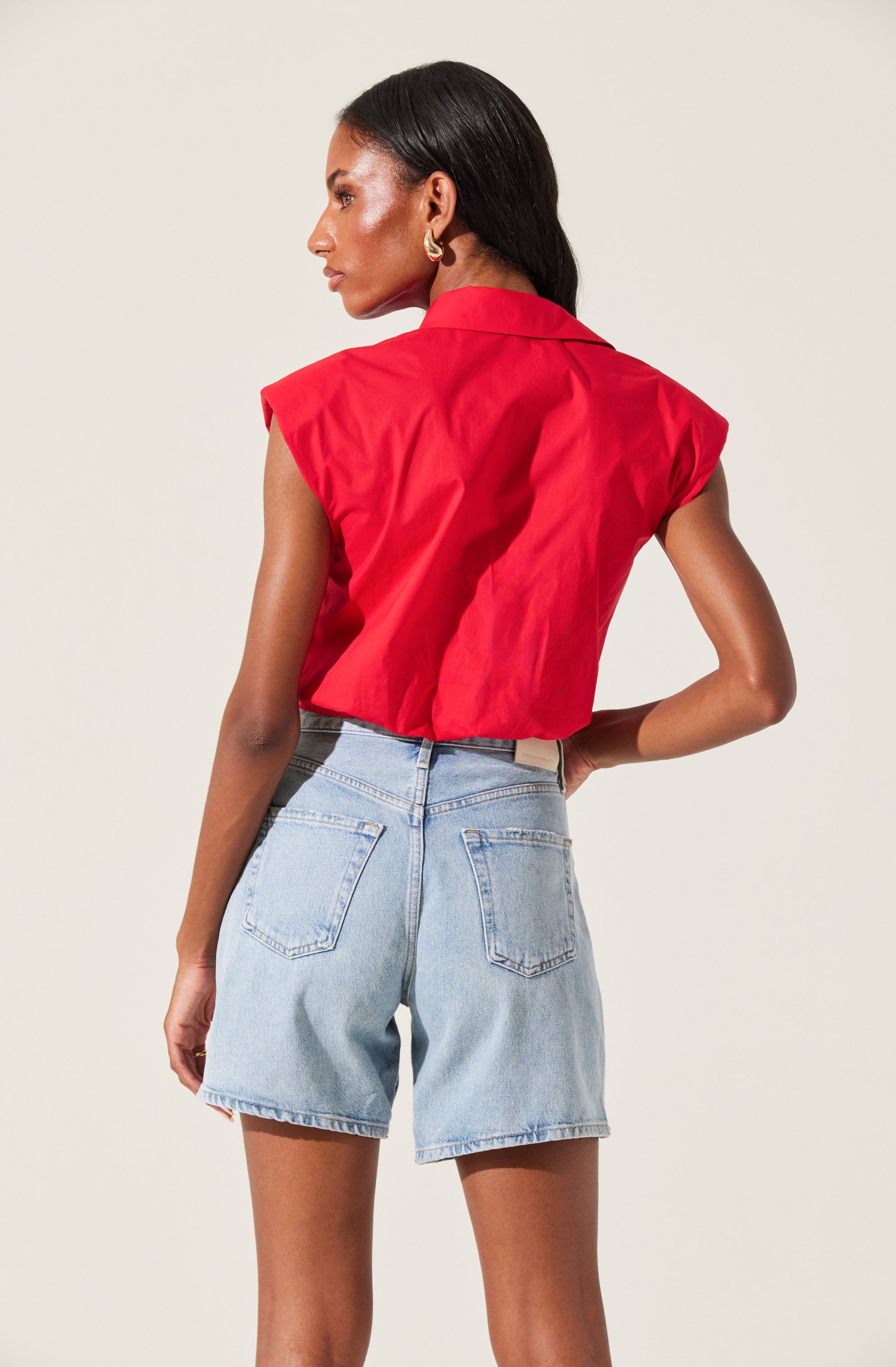 Twist Front Button Up Top-Aljck