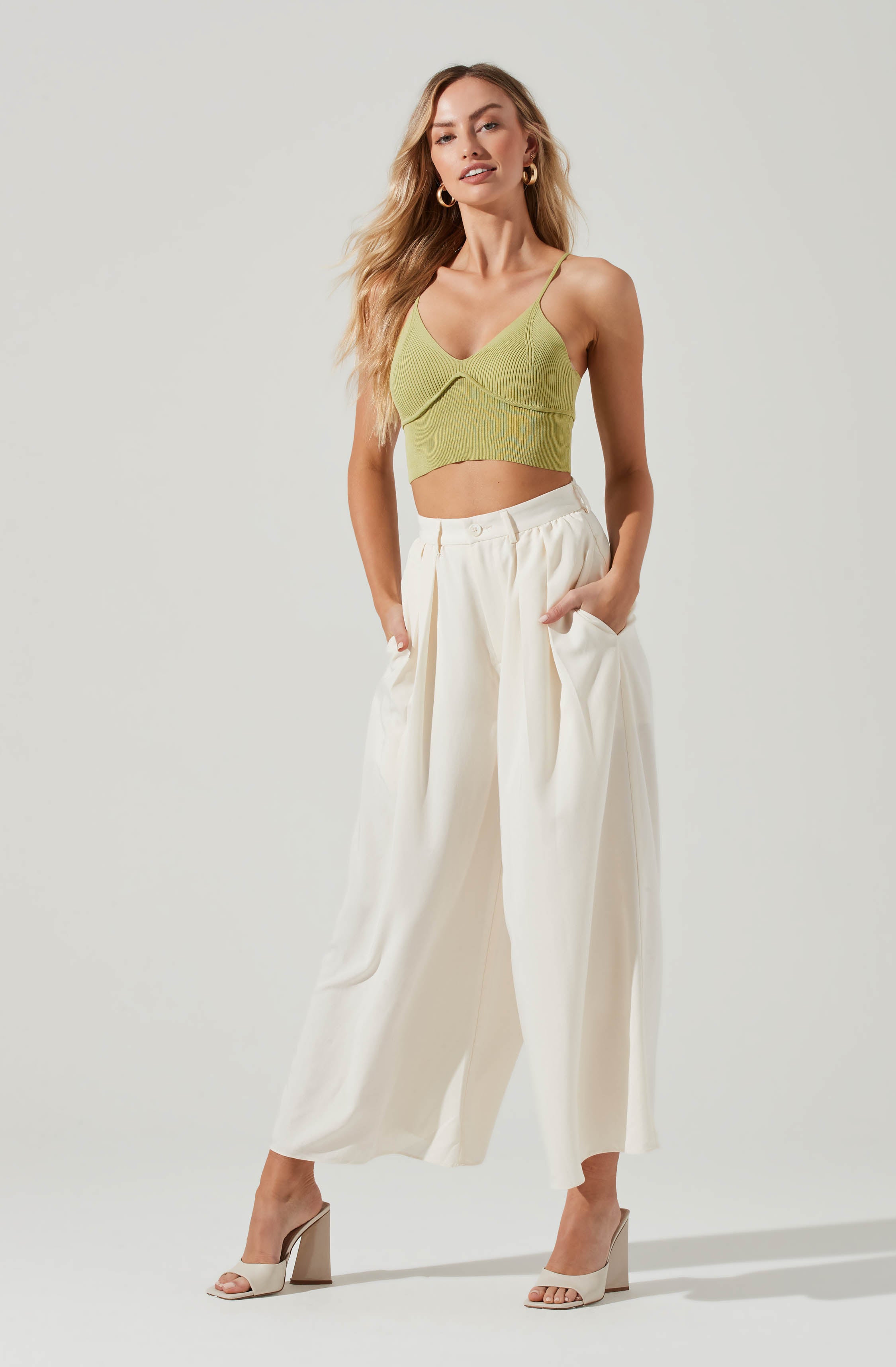 Pleated Front Wide Leg Trouser-Aljck