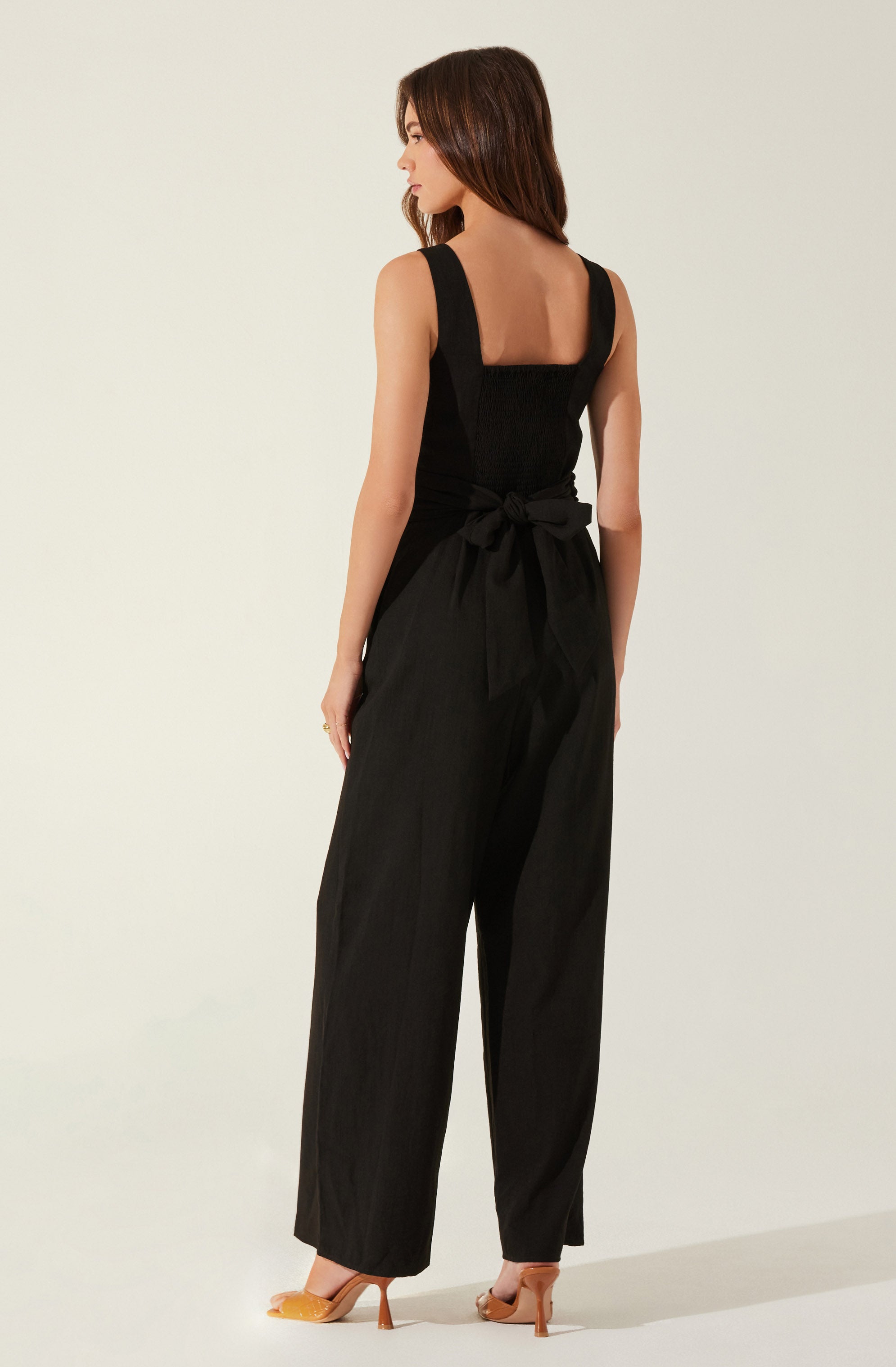 Cross Front Linen Jumpsuit-Aljck