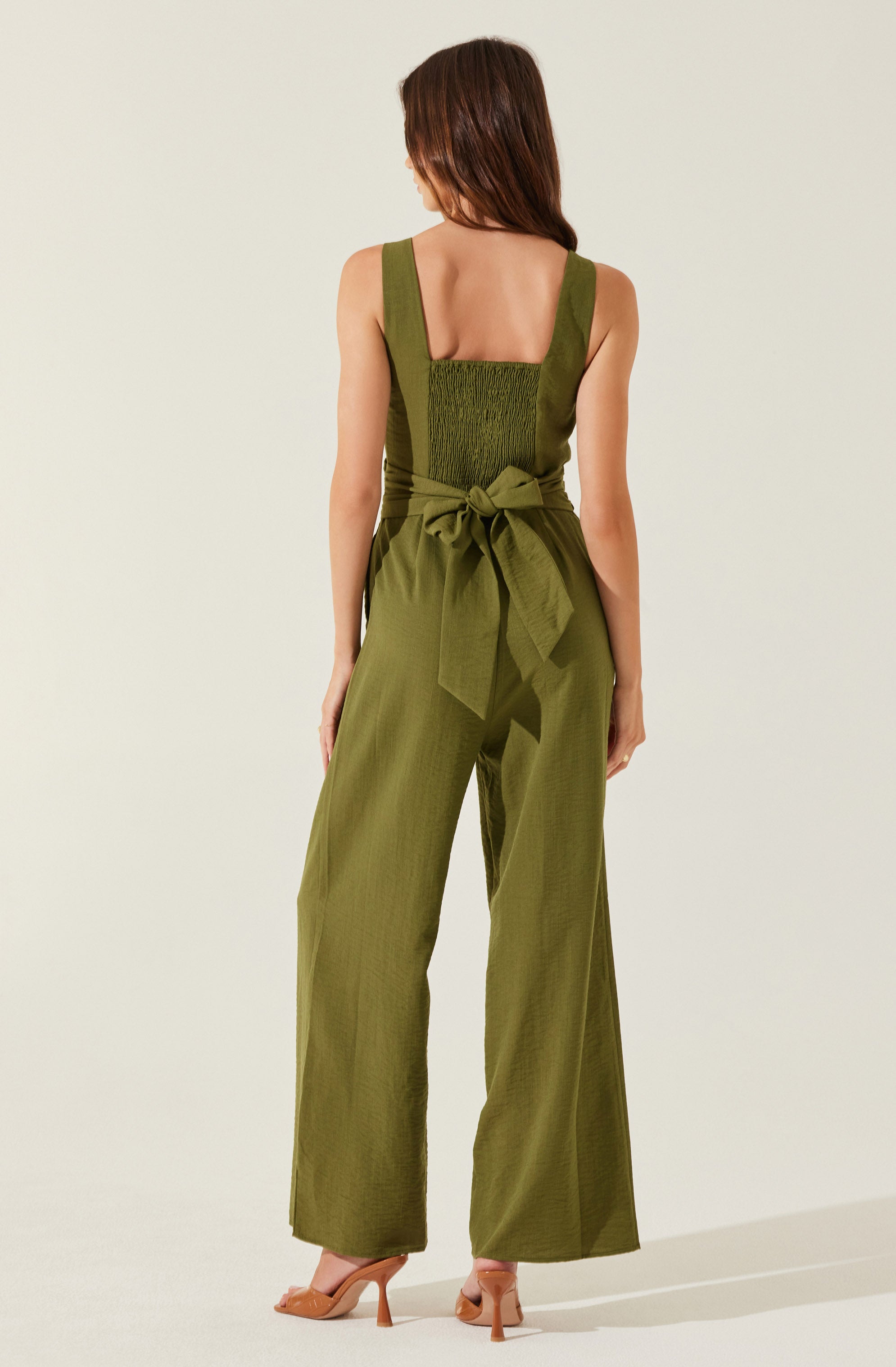 Cross Front Linen Jumpsuit-Aljck