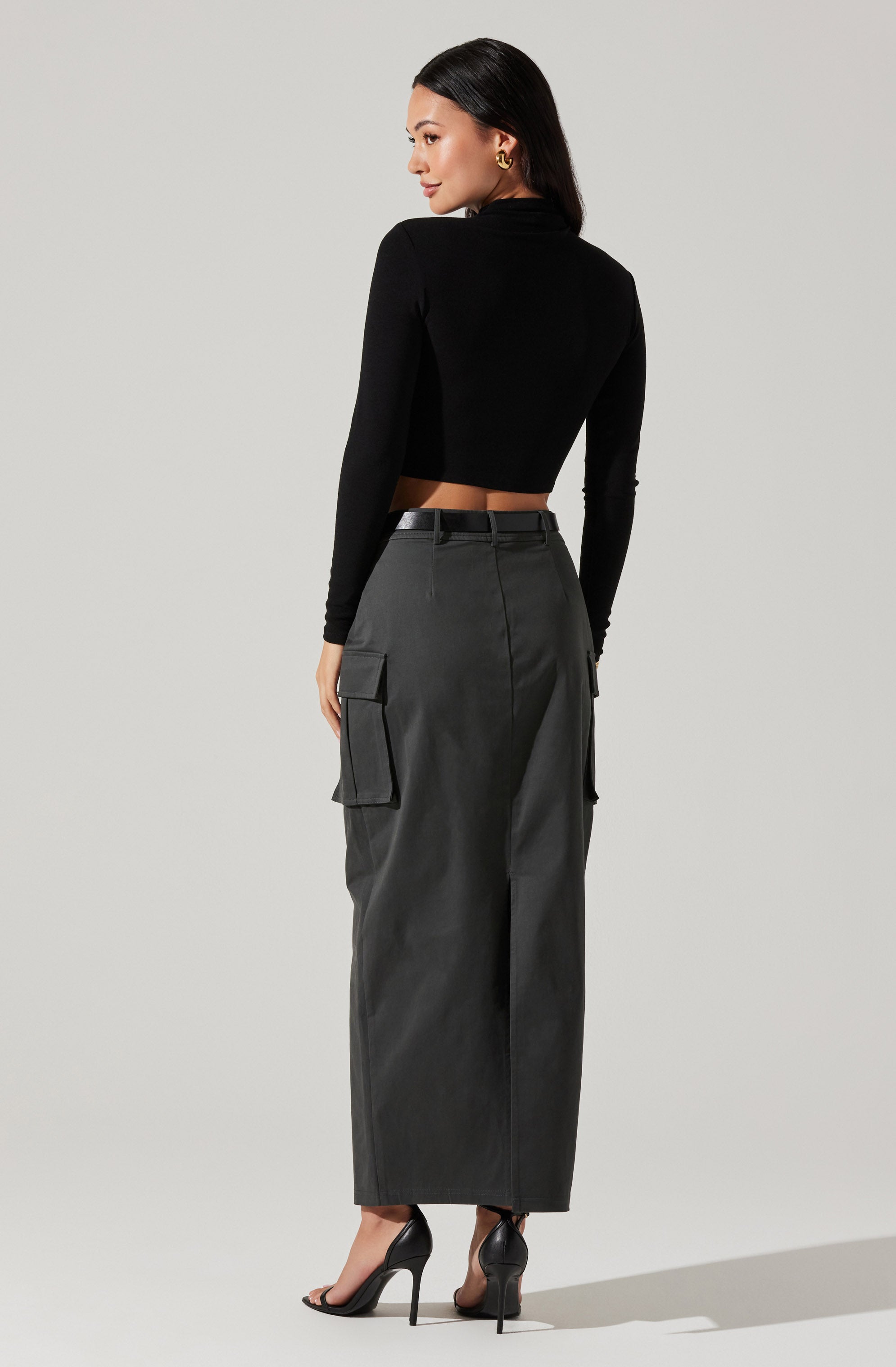 High Rise Cargo Maxi Skirt-Aljck