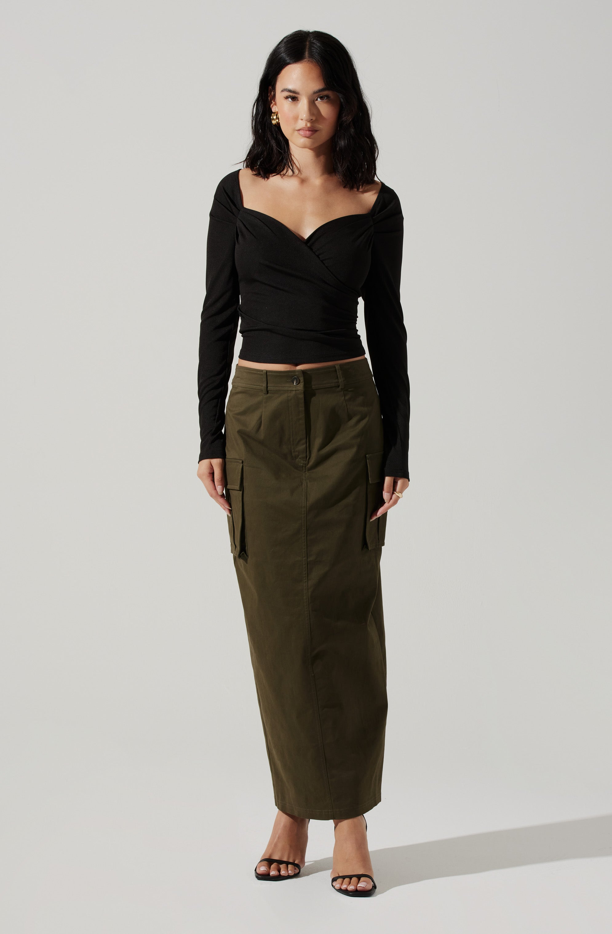 High Rise Cargo Maxi Skirt-Aljck