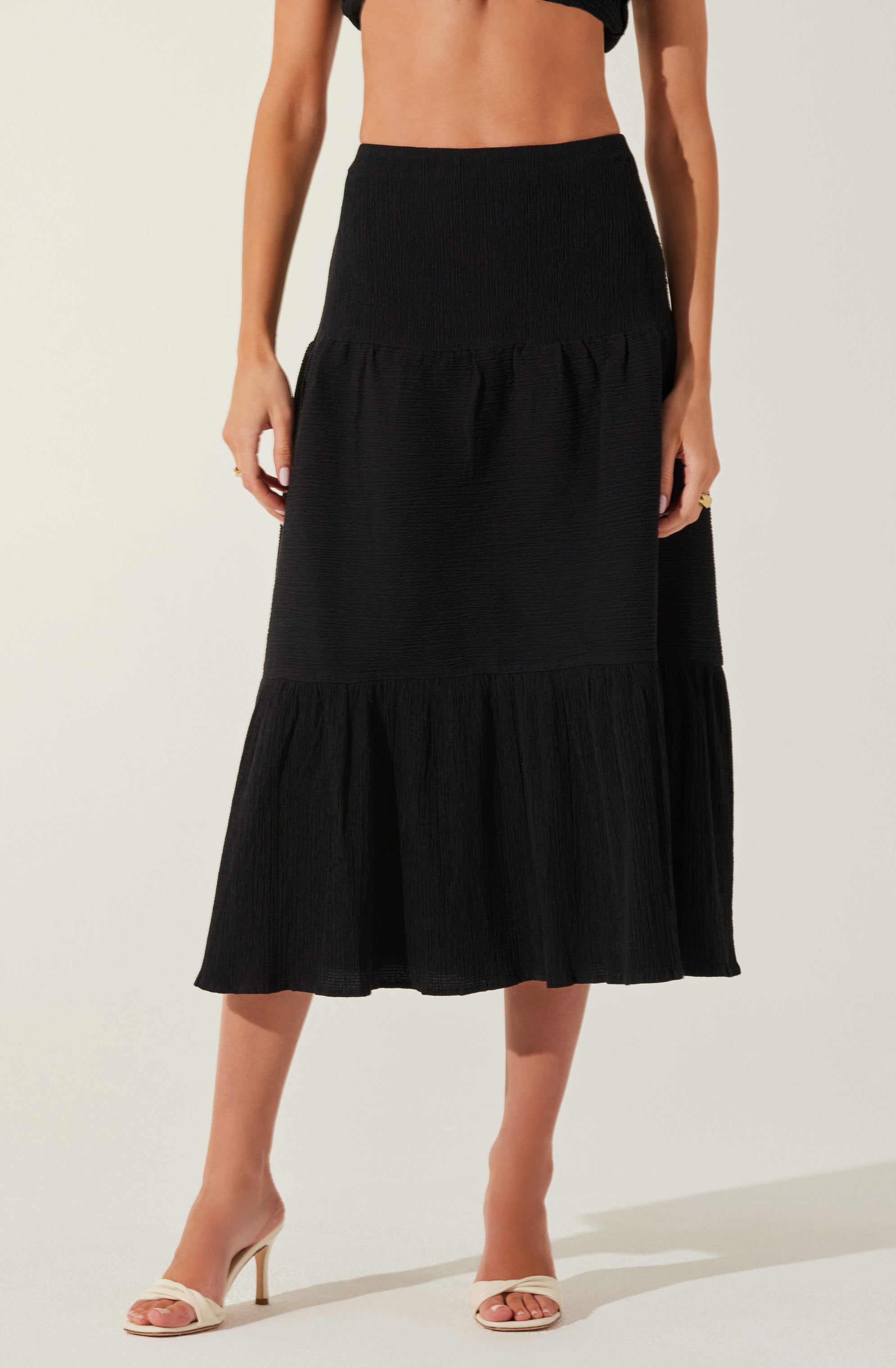 Tiered Midi Skirt-Aljck
