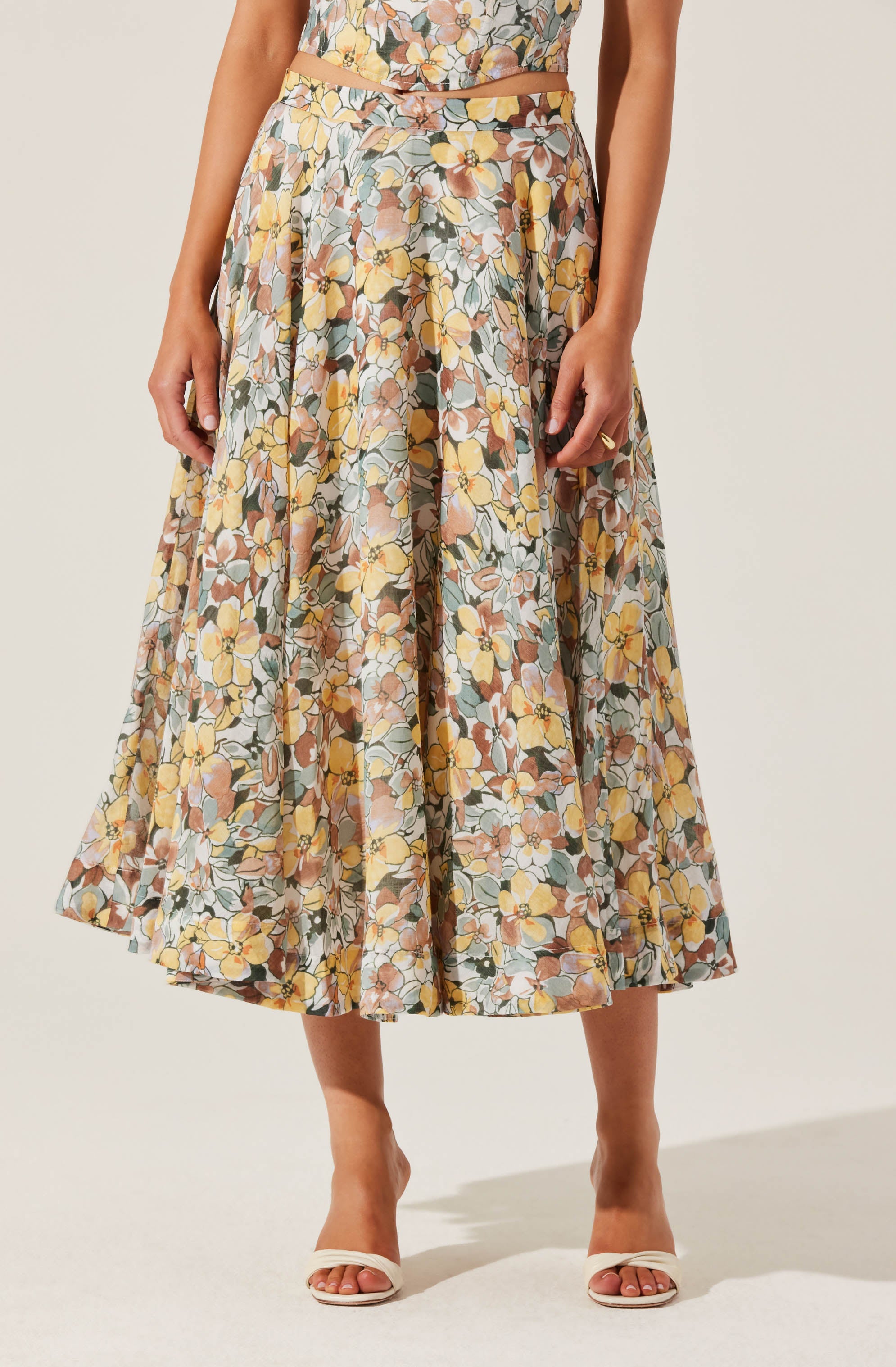 Floral Midi Skirt-Aljck