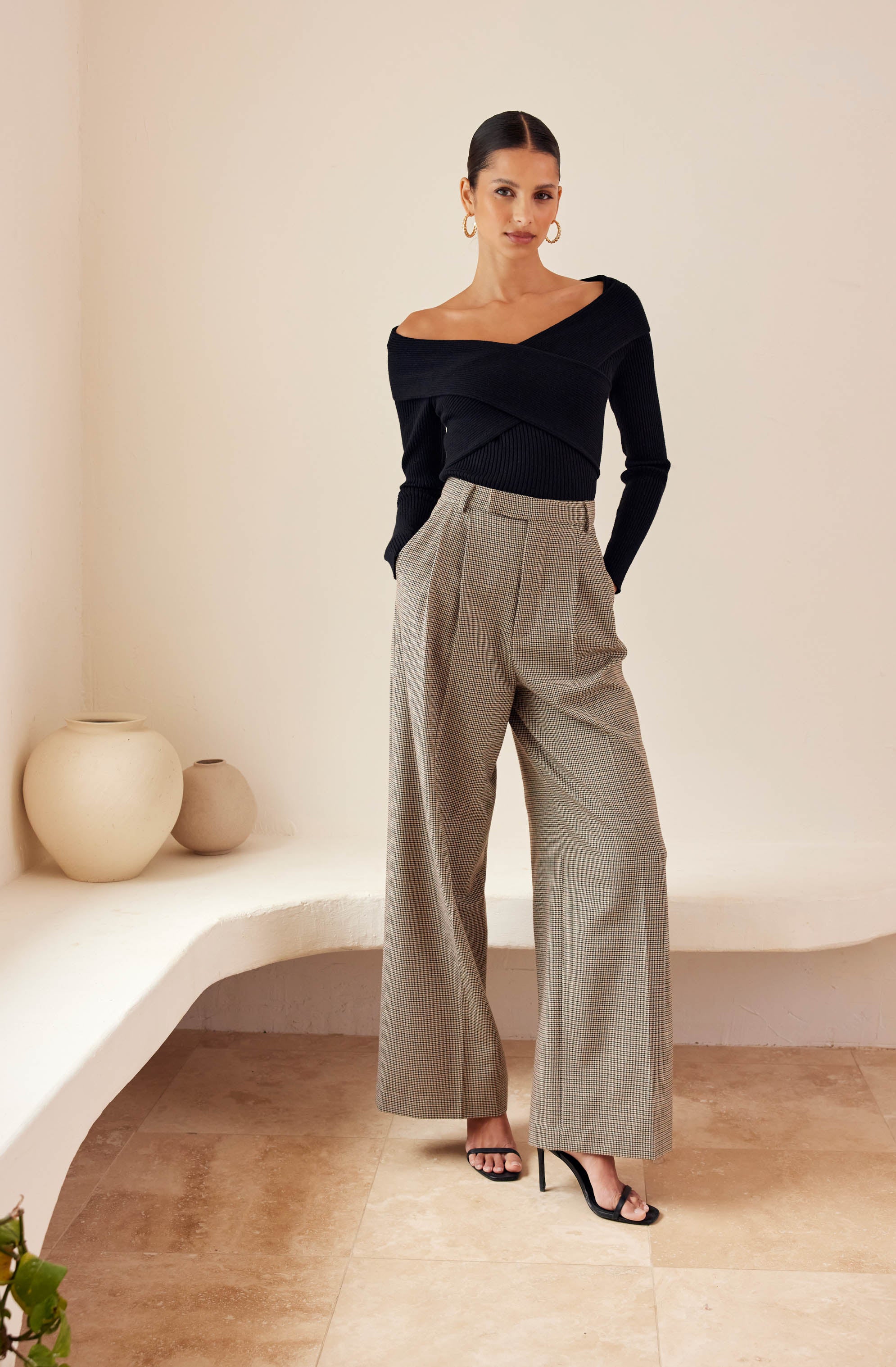 Milani Wide Leg Trouser Pants-Aljck