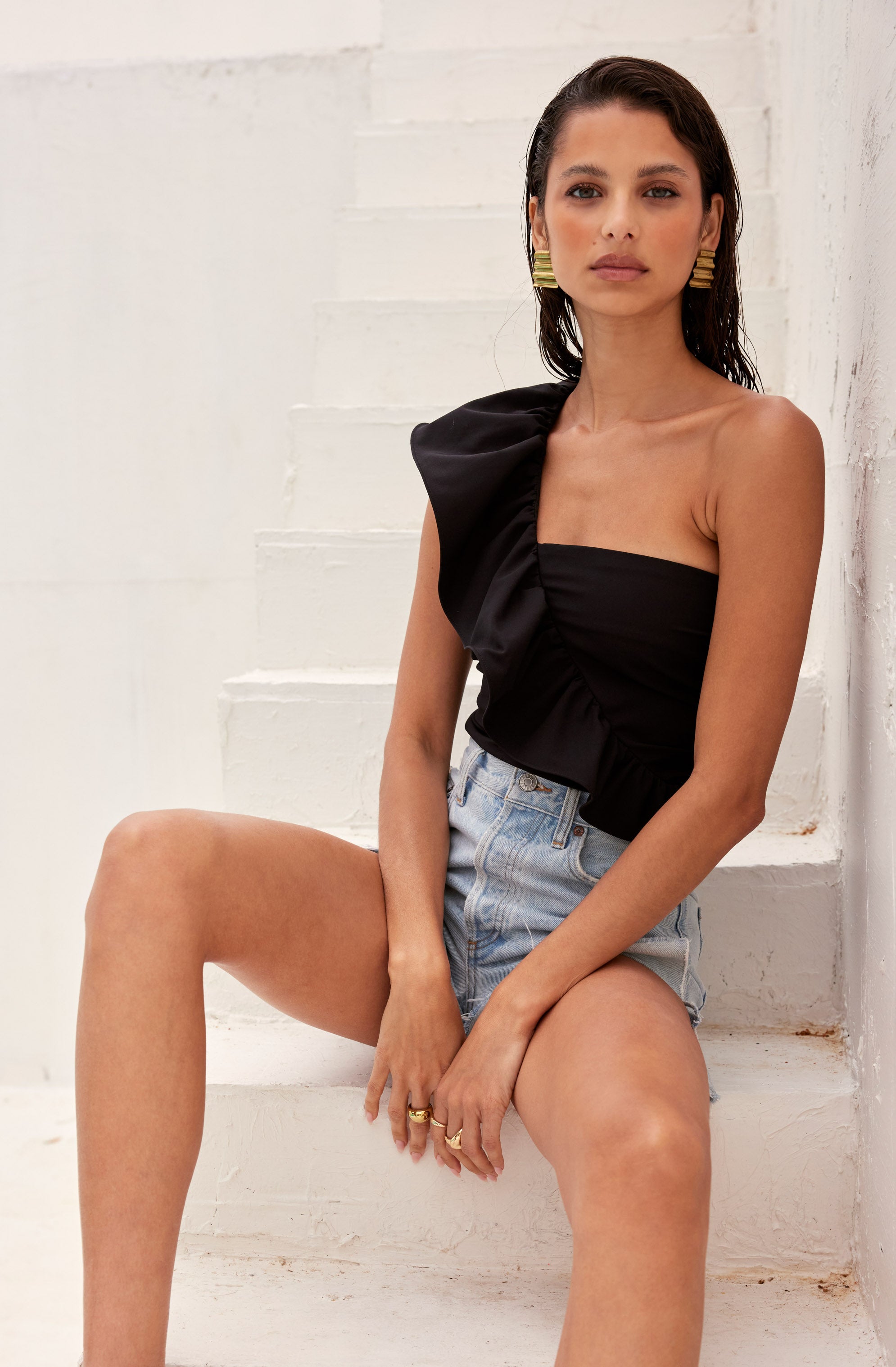 Malena One Shoulder Bodysuit-Aljck