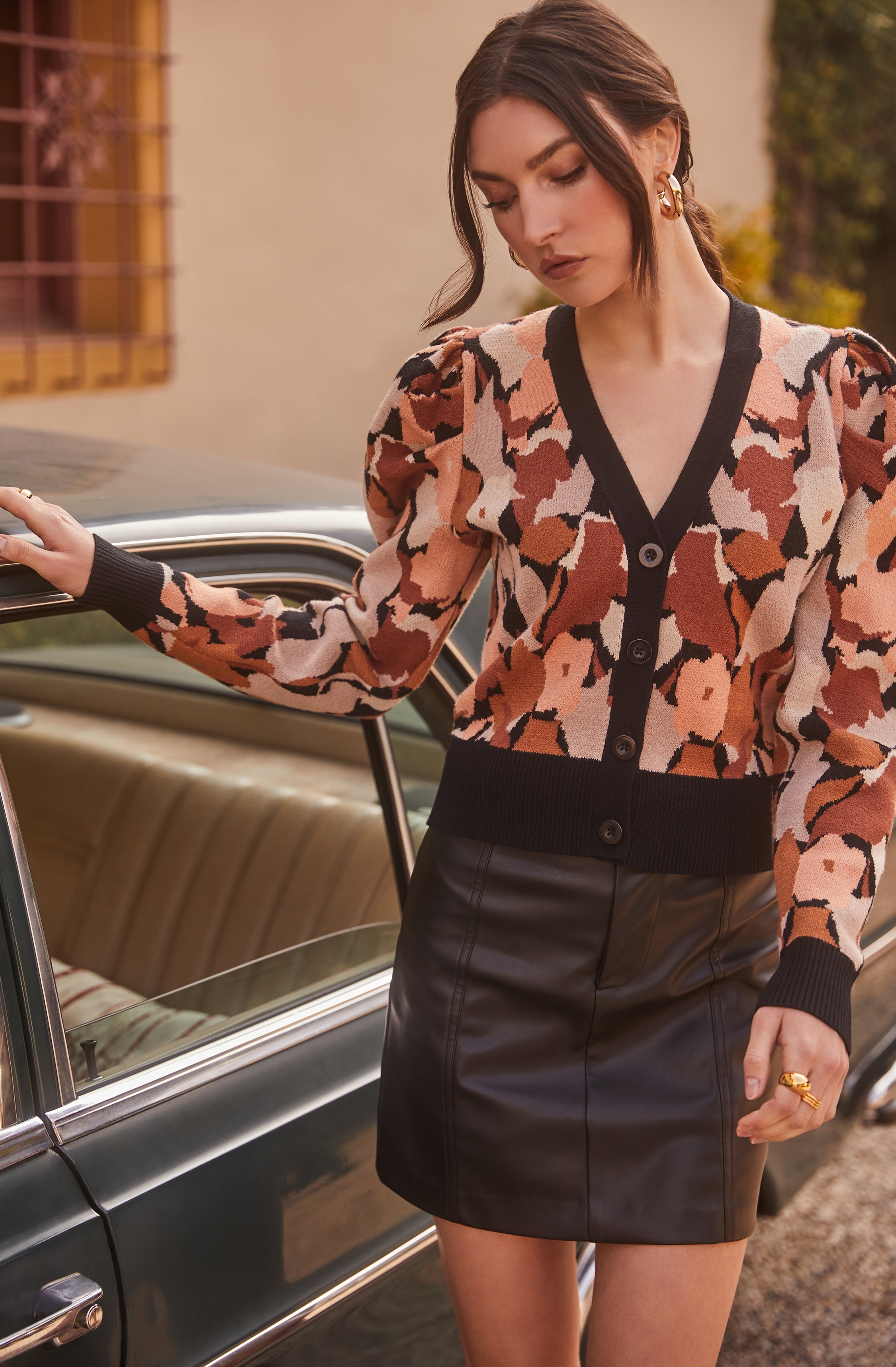 Romilly Floral Puff Sleeve Cardigan-Aljck