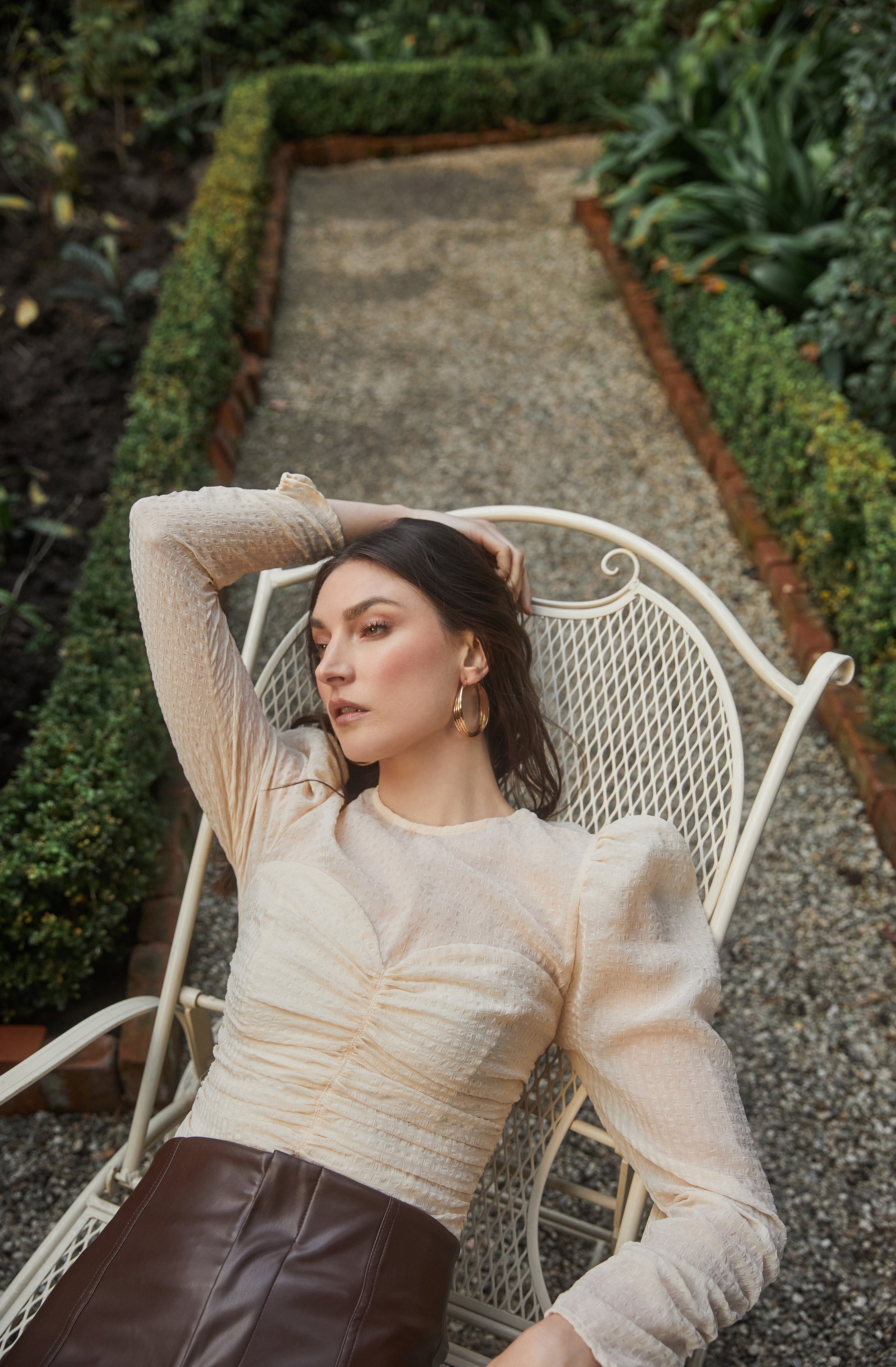 Dalma Ruched Puff Sleeve Top-Aljck