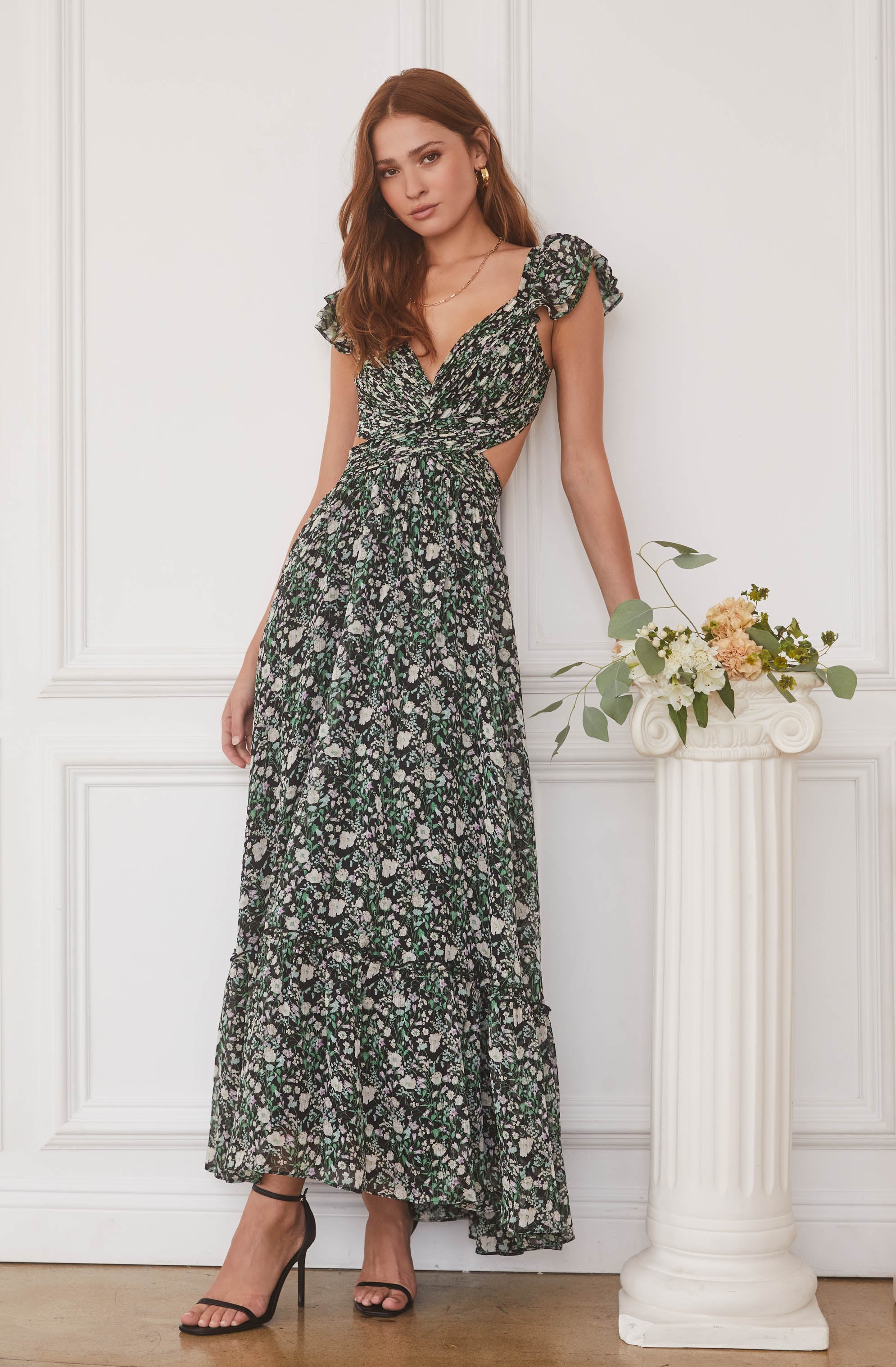 Primrose Floral Strappy Back Maxi Dress-Aljck