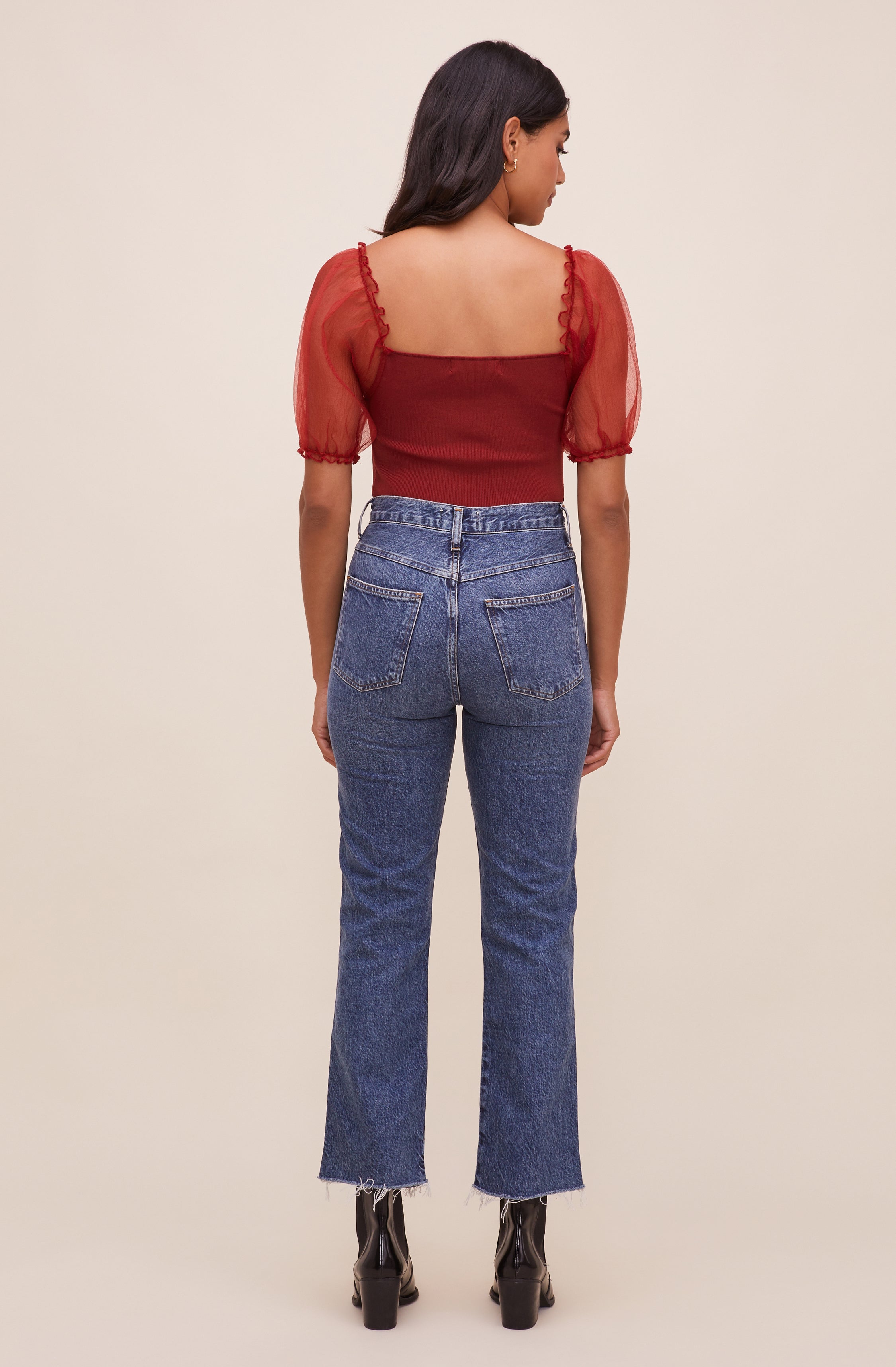 Darling Sheer Puff Sleeve Bodysuit-Aljck