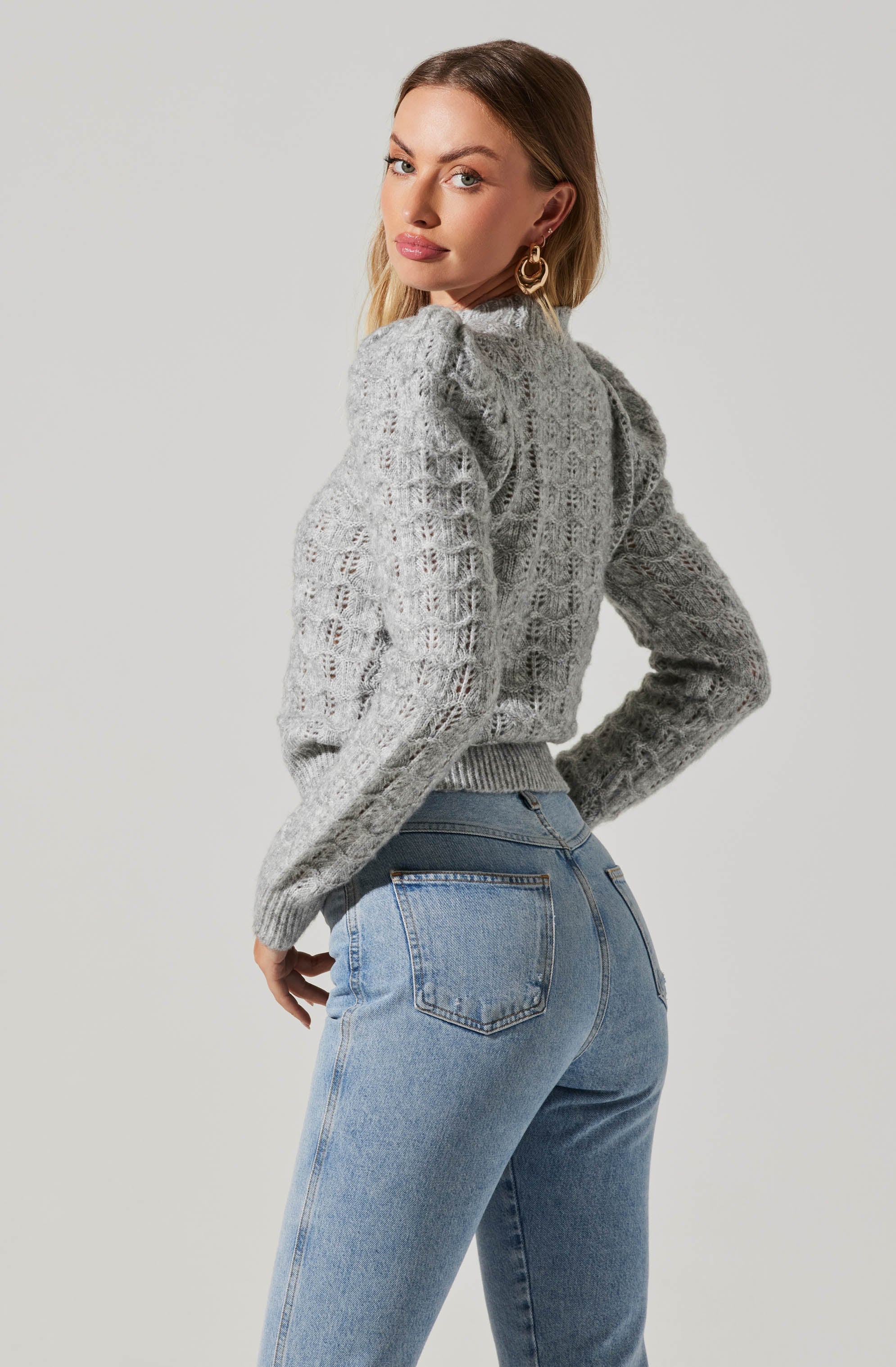 Puff Sleeve Sweater-Aljck
