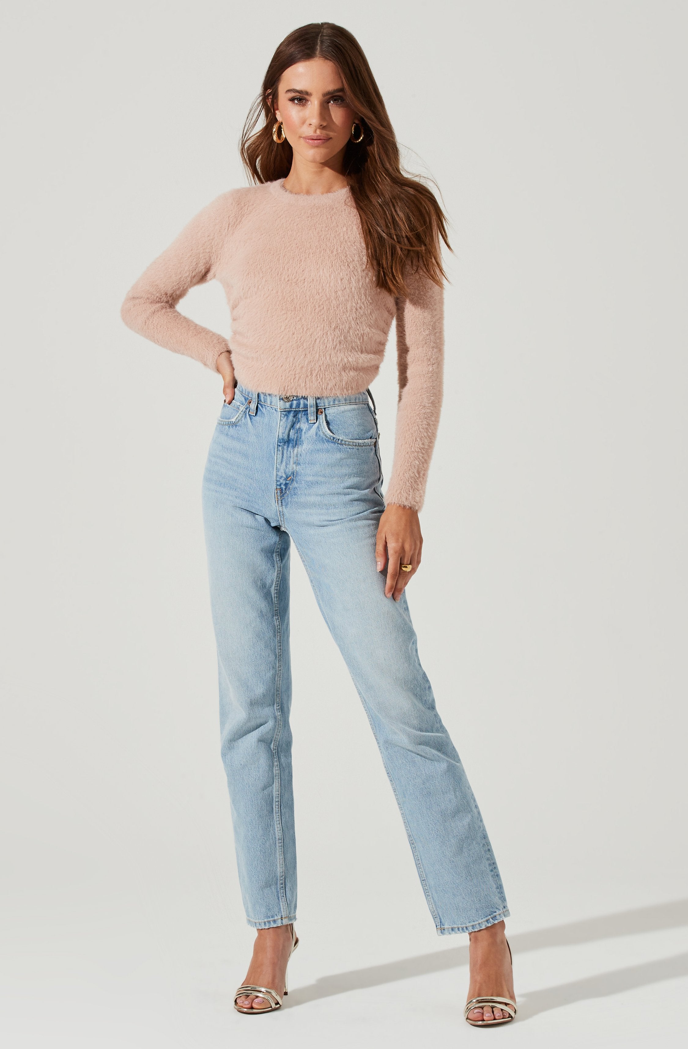 Back Cutout Tie Waist Sweater-Aljck