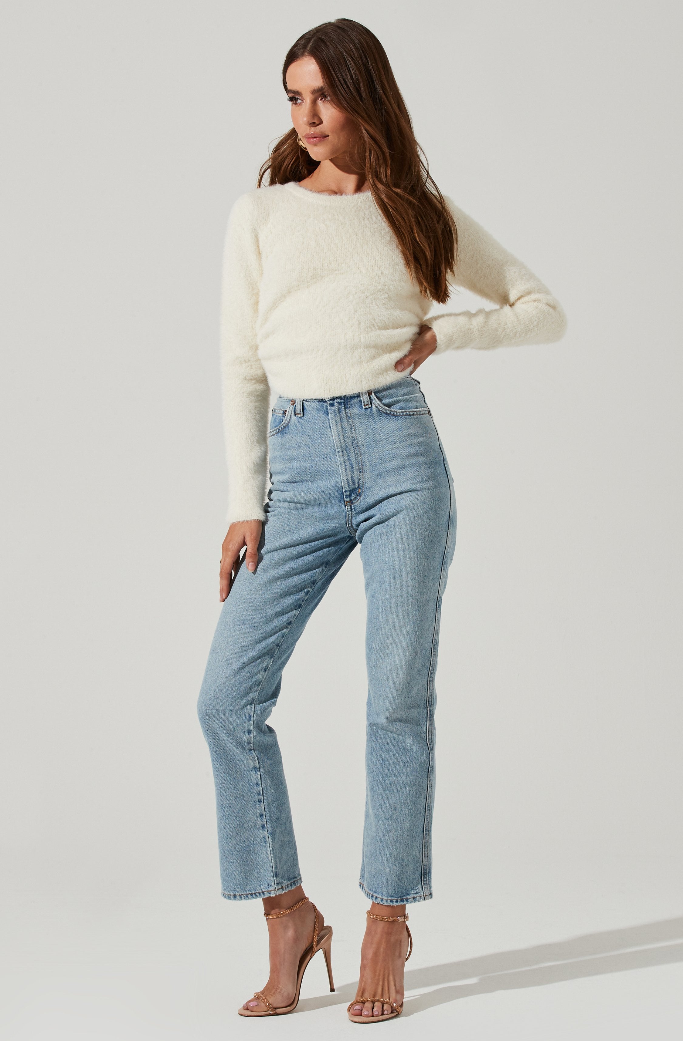 Back Cutout Tie Waist Sweater-Aljck