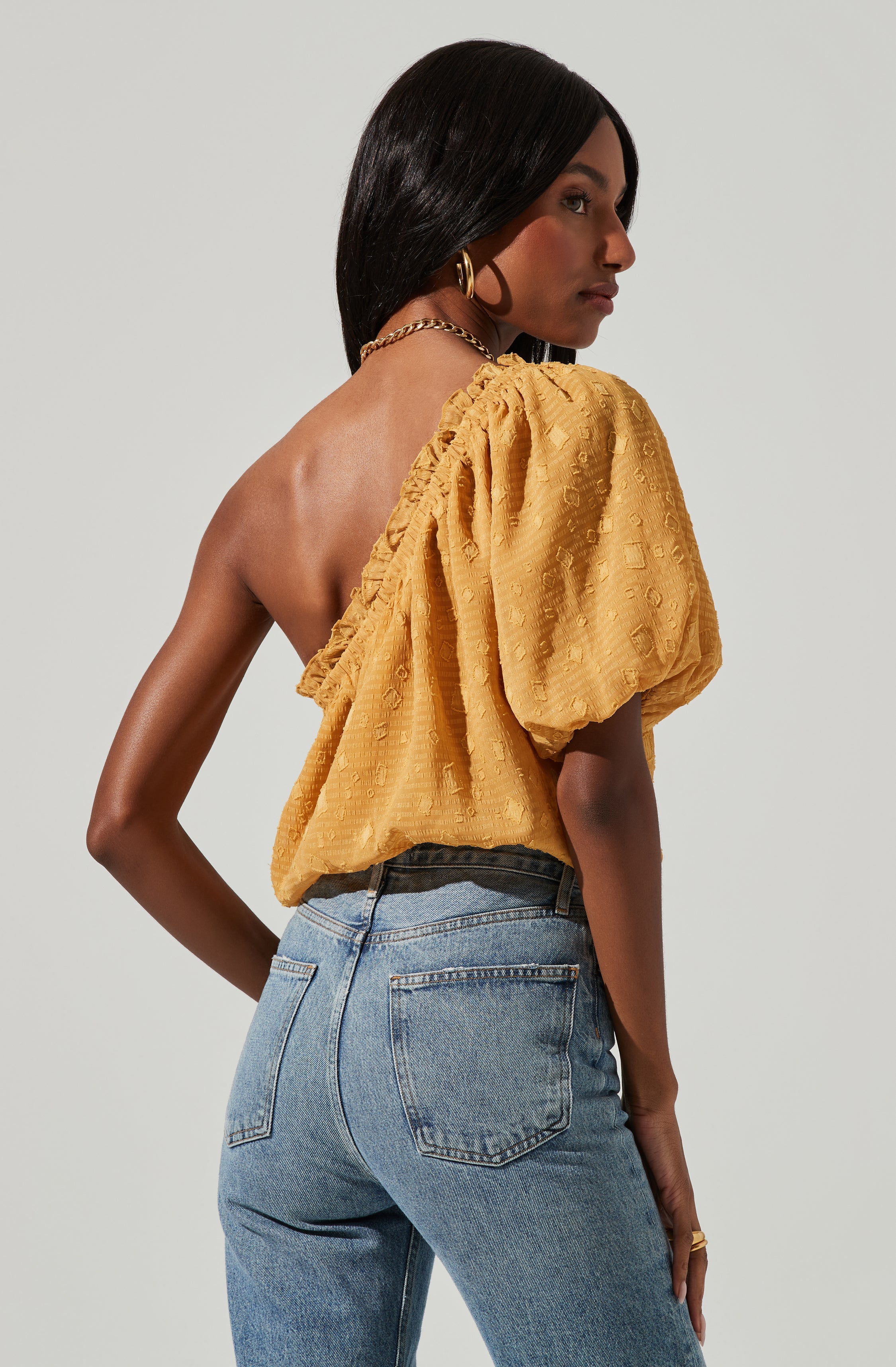 Jacquard One Sleeve Top-Aljck