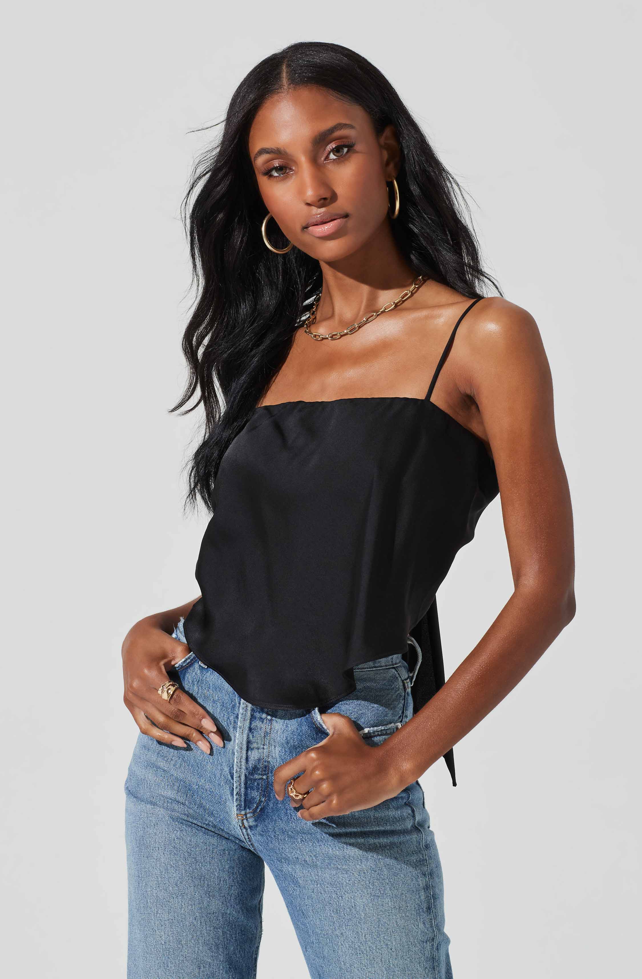 Tie Back Square Neck Cami-Aljck