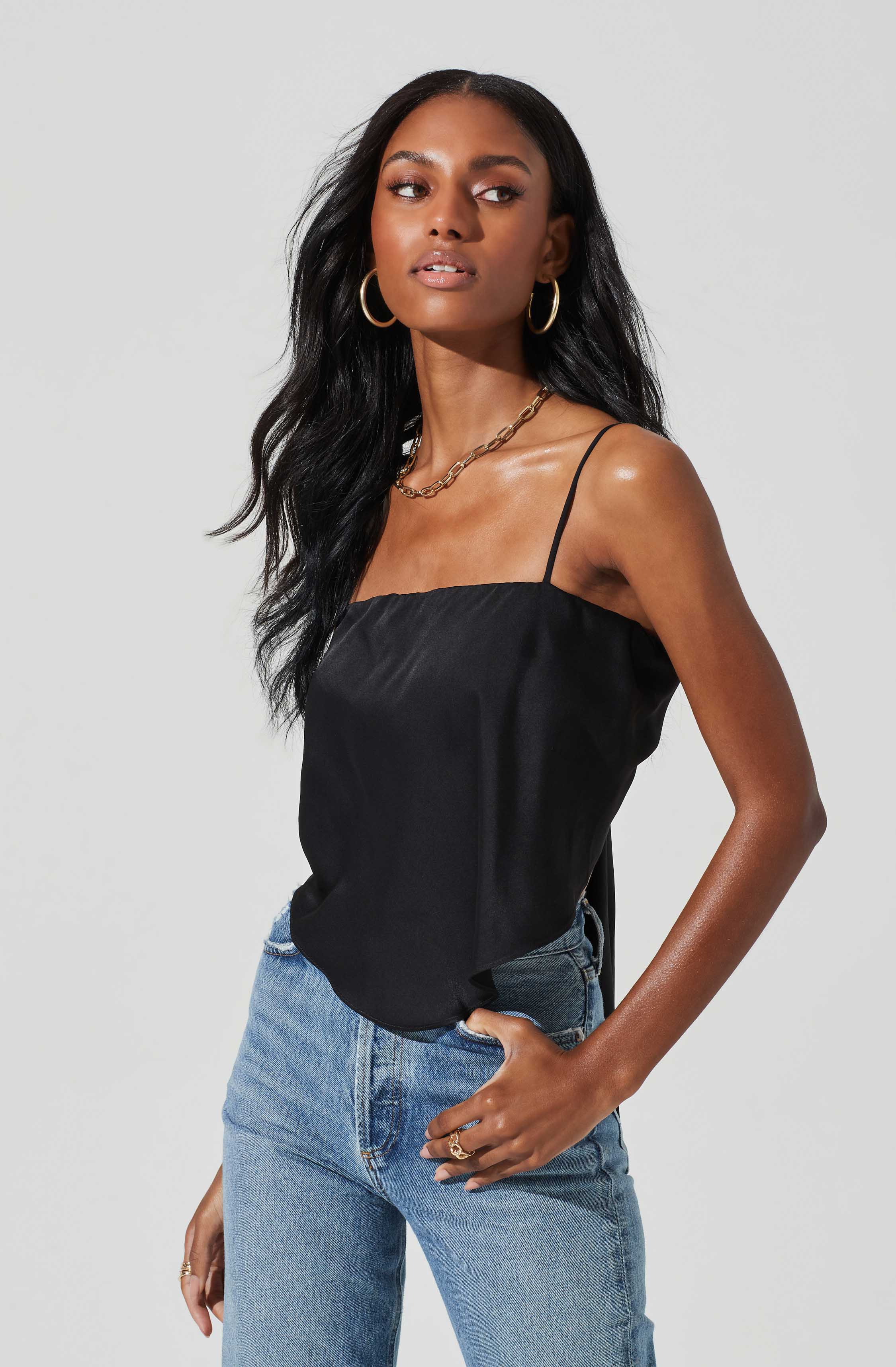 Tie Back Square Neck Cami-Aljck
