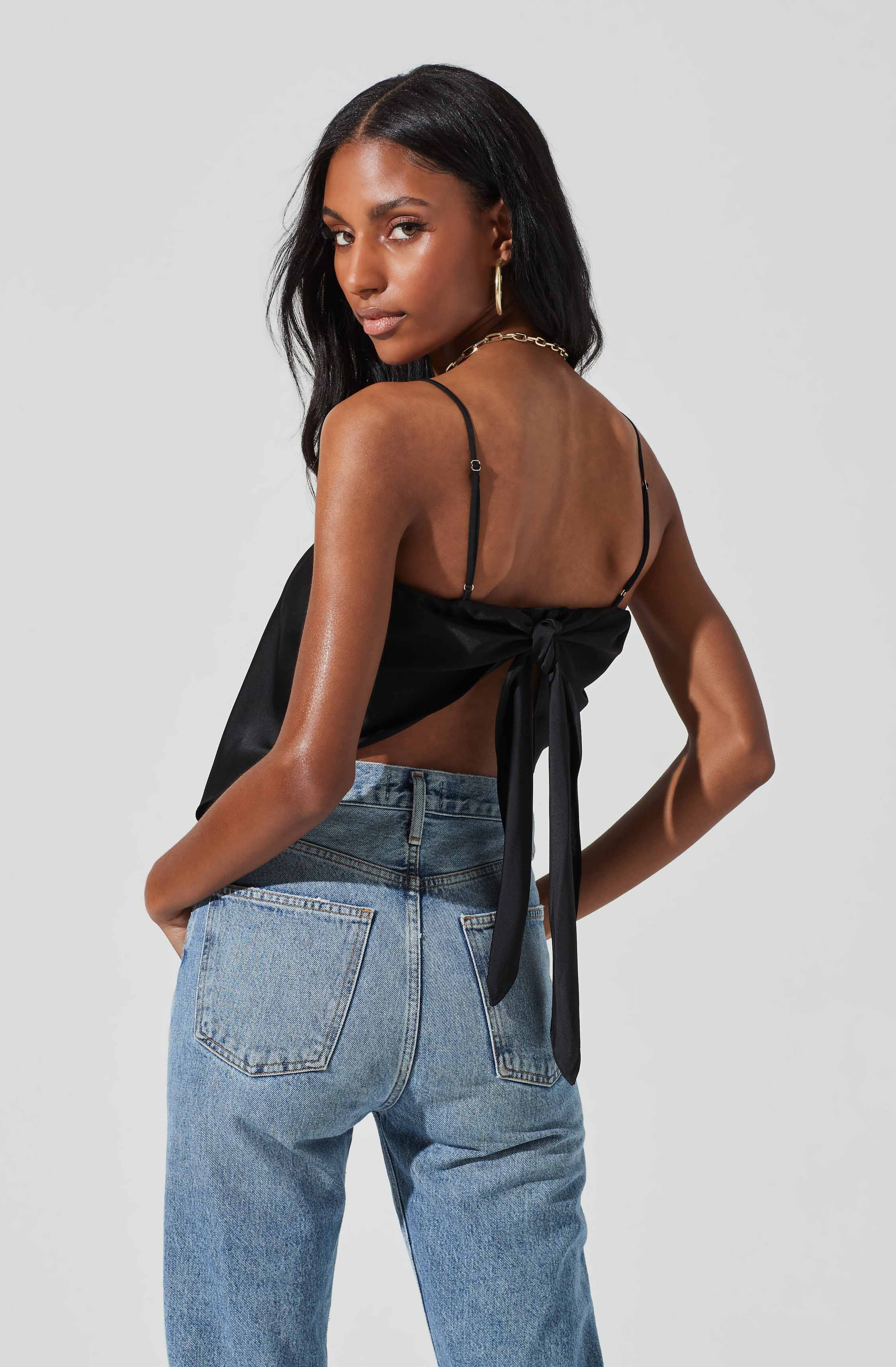 Tie Back Square Neck Cami-Aljck