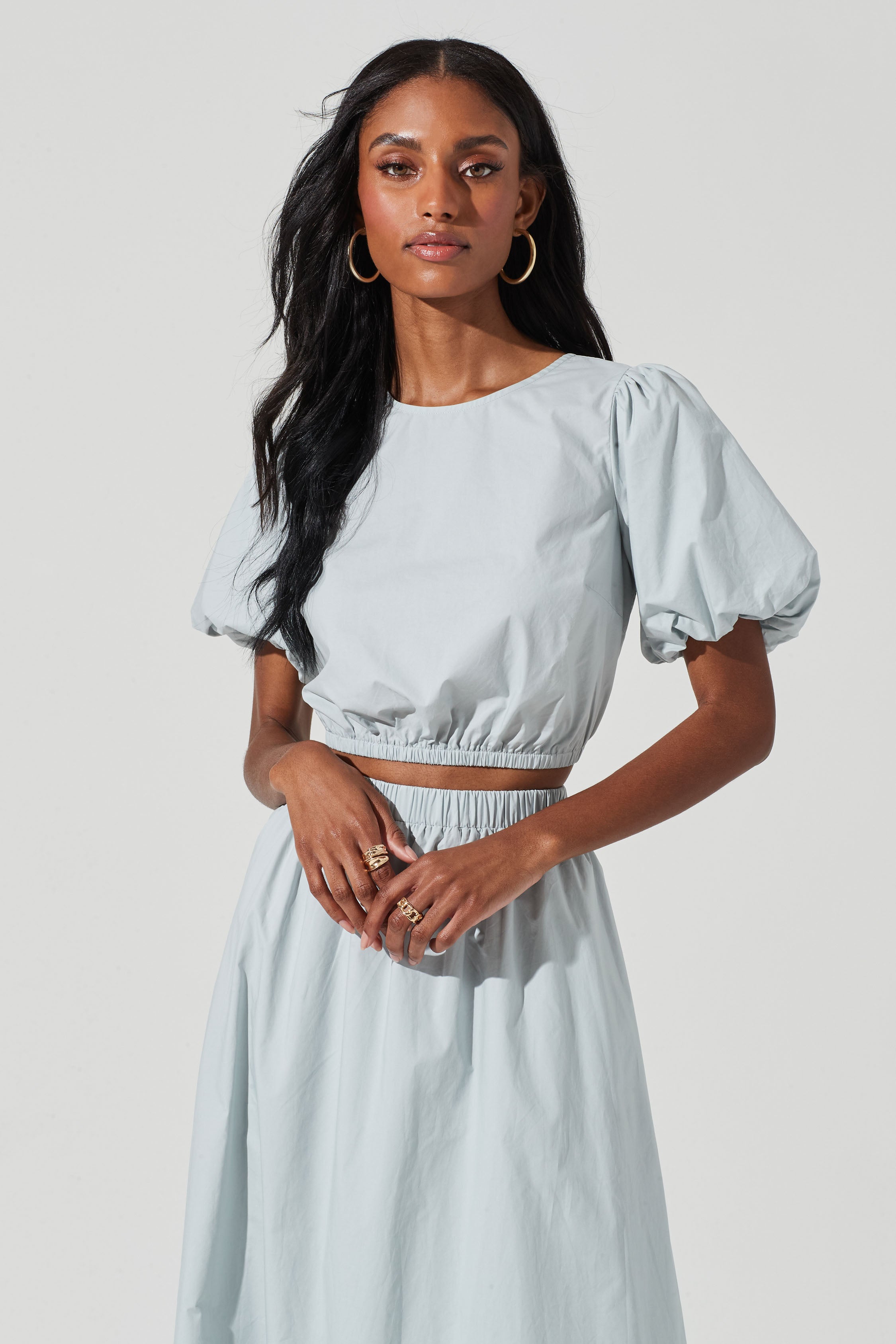 Lace Up Poplin Top-Aljck