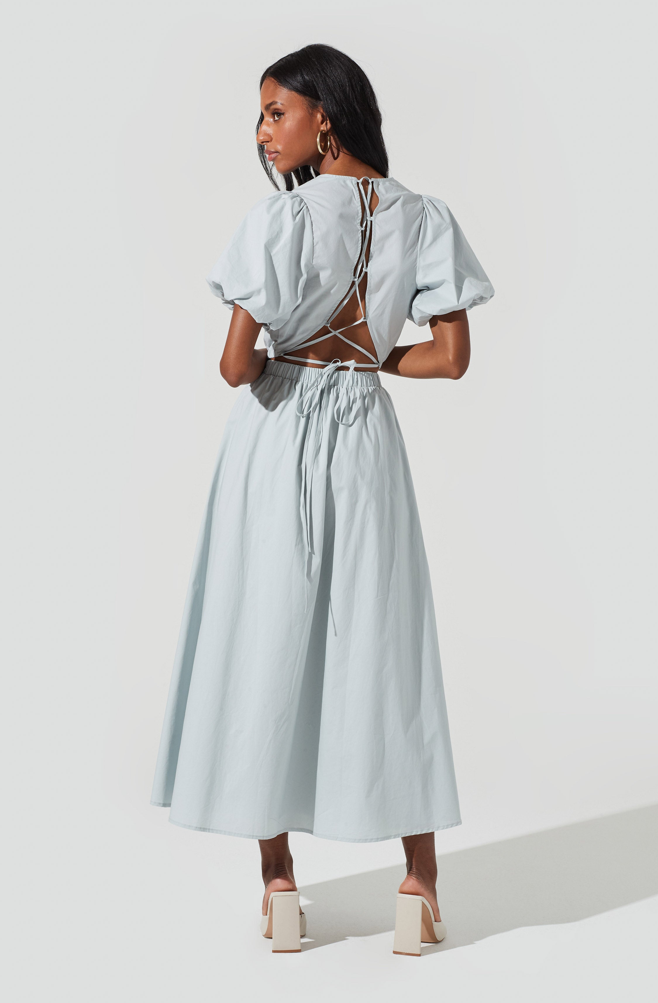 Lace Up Poplin Top-Aljck