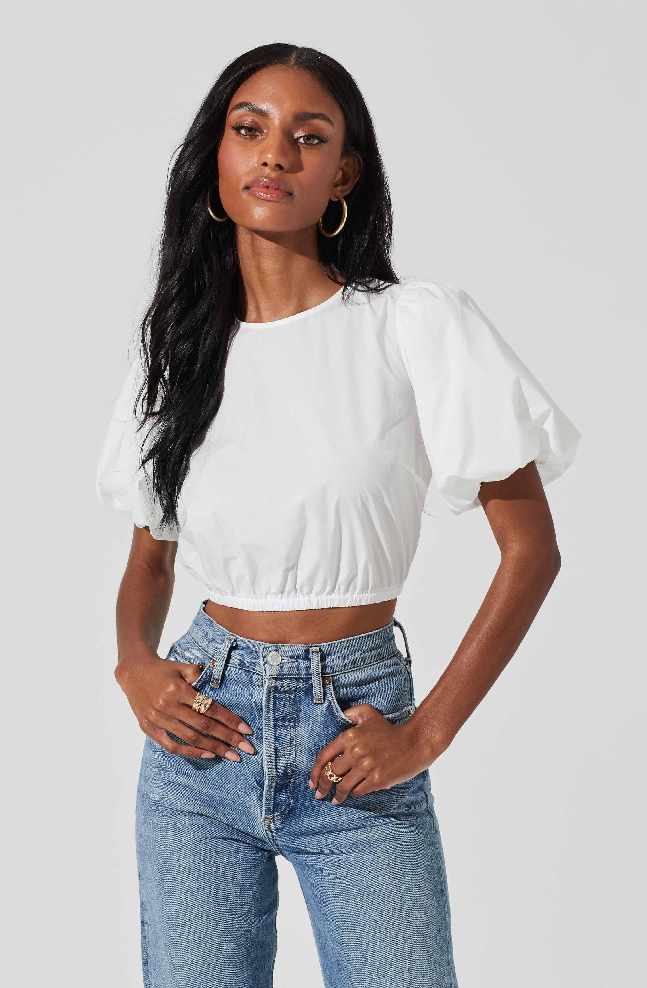 Lace Up Poplin Top-Aljck