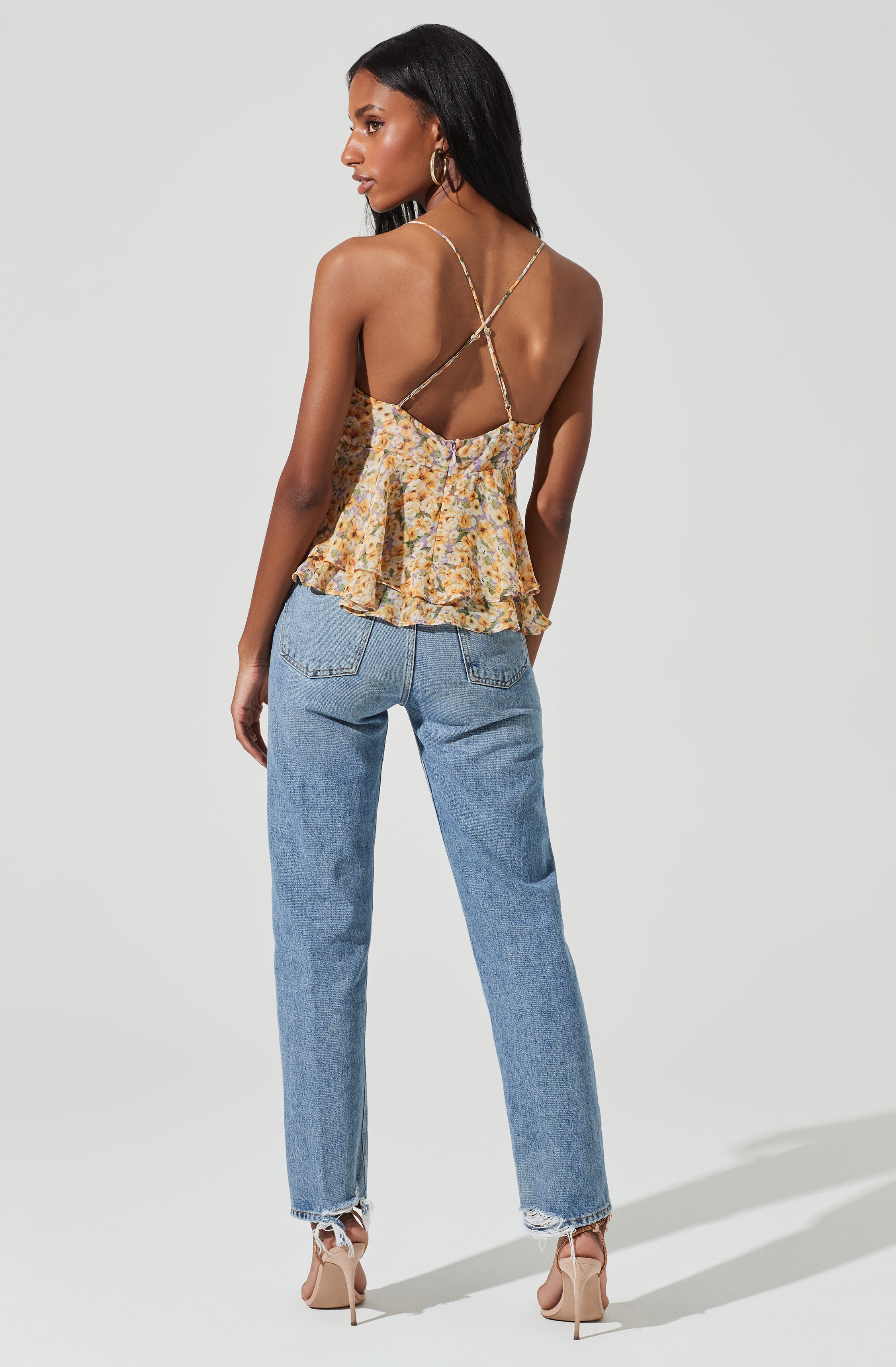 Floral Two Tiered Strappy Cami-Aljck