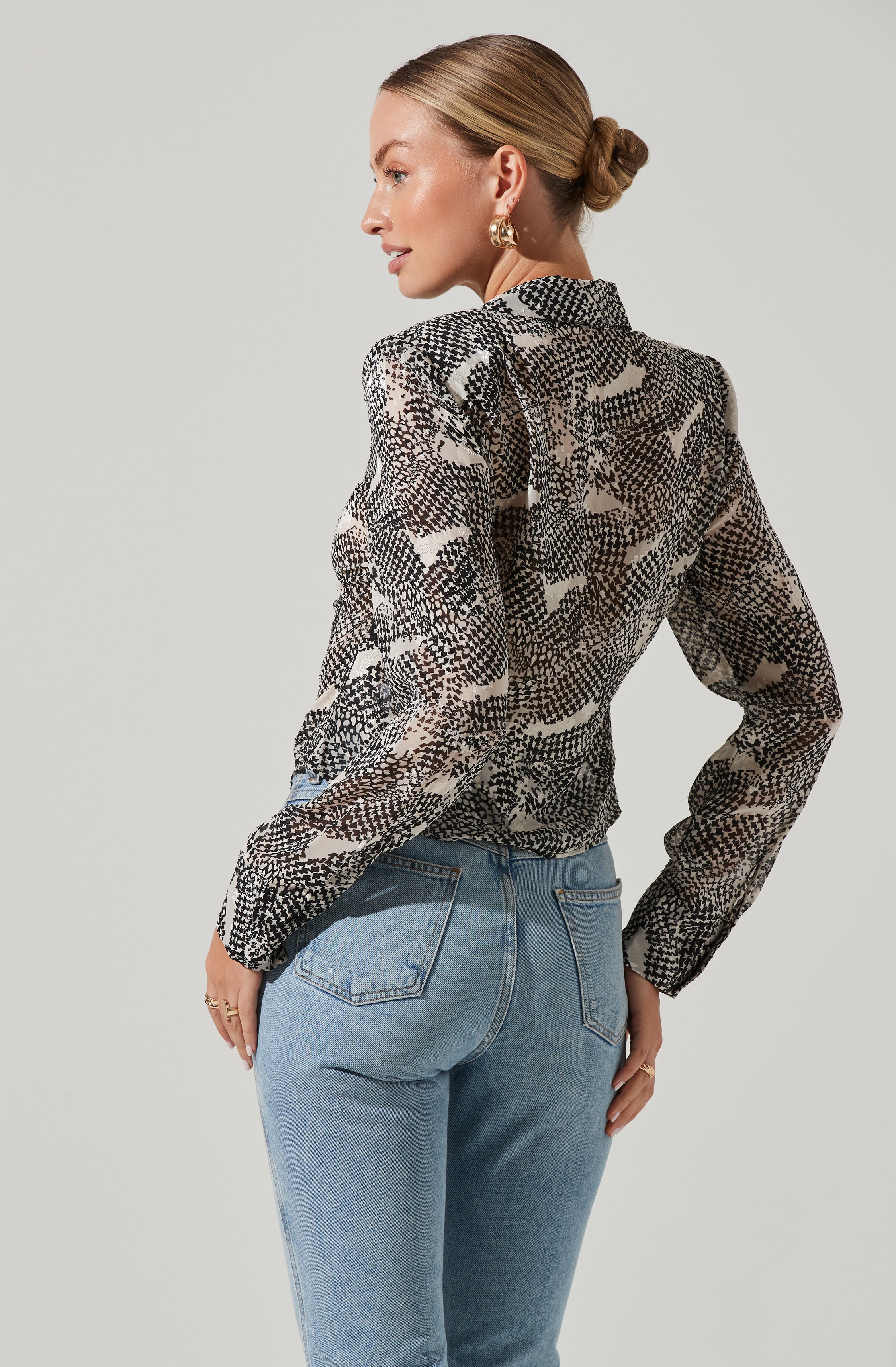 Ruched Button Up Top-Aljck