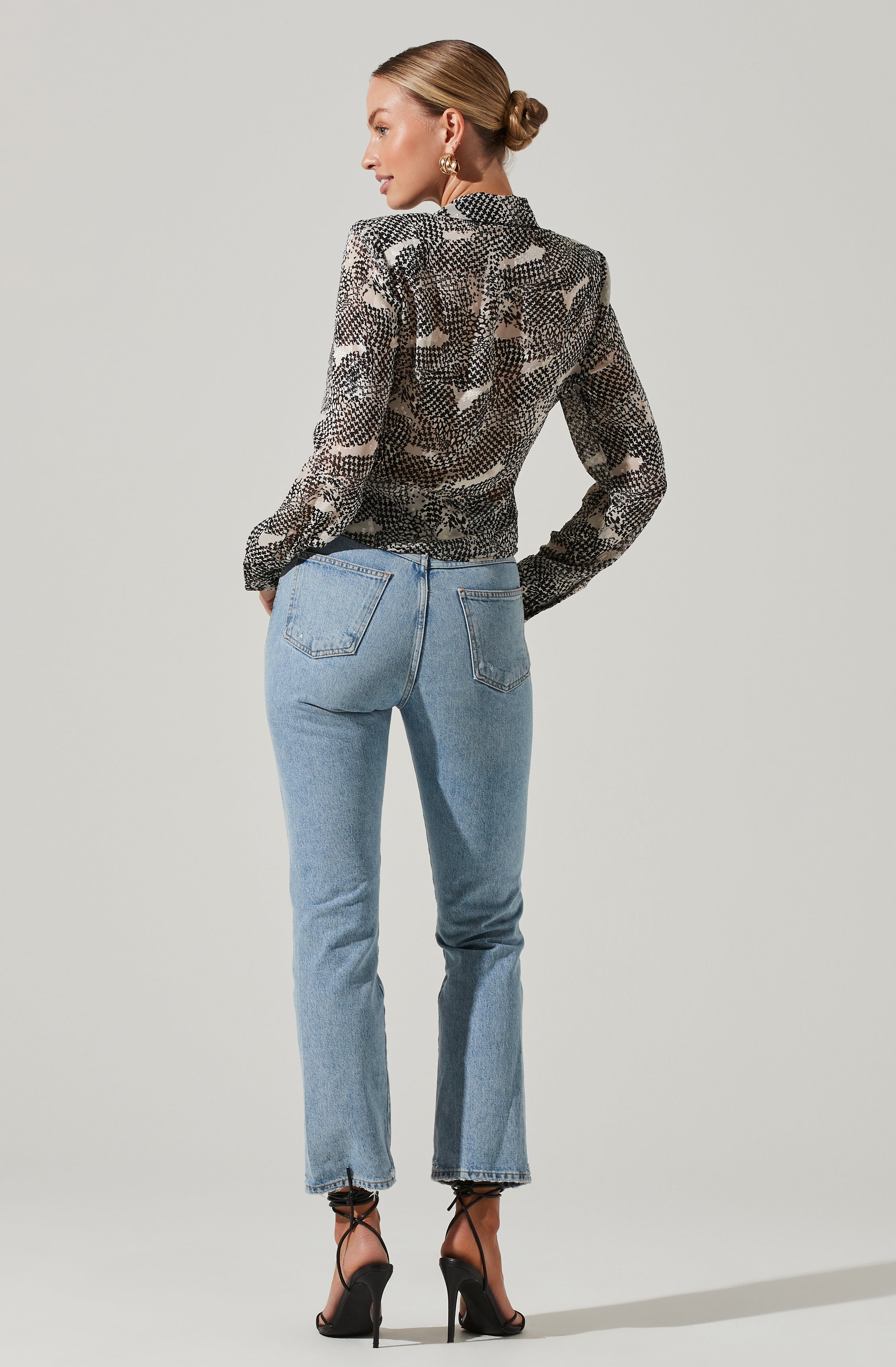 Ruched Button Up Top-Aljck