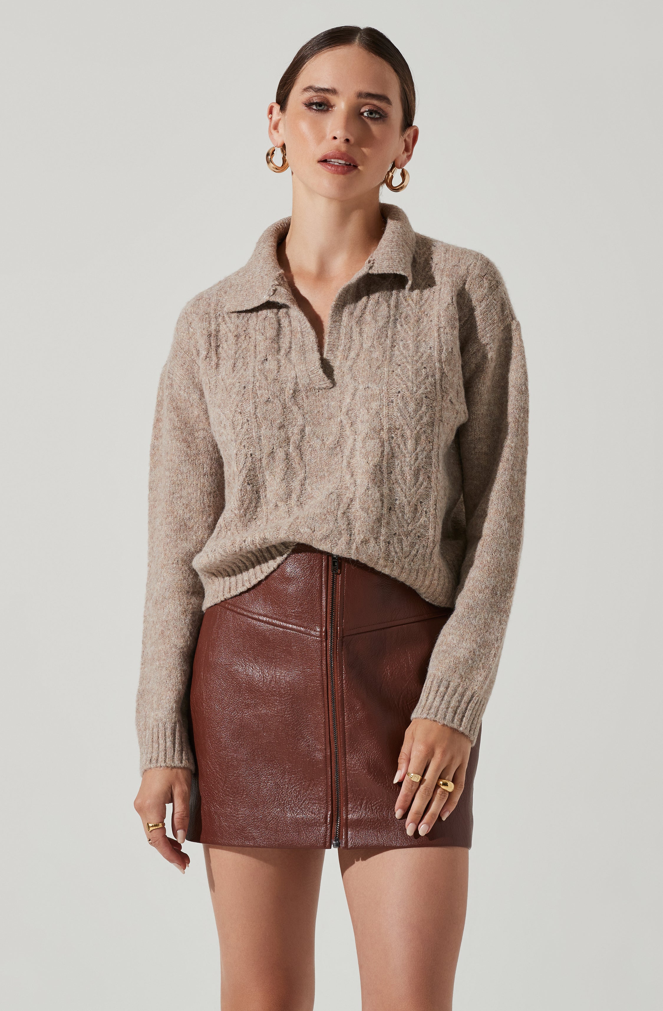 Polo Cable Knit Sweater-Aljck