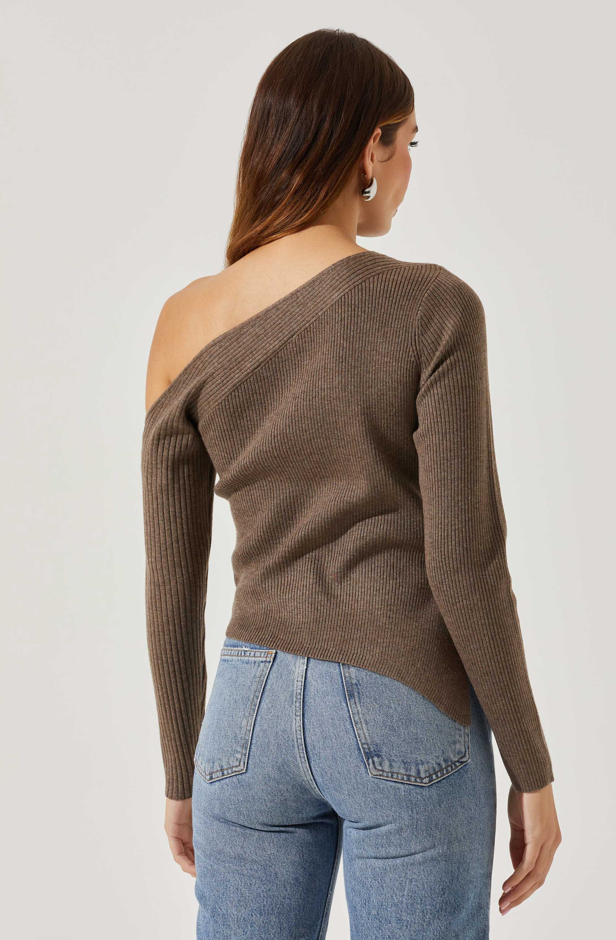 Aldari Off Shoulder Ribbed Sweater-Aljck