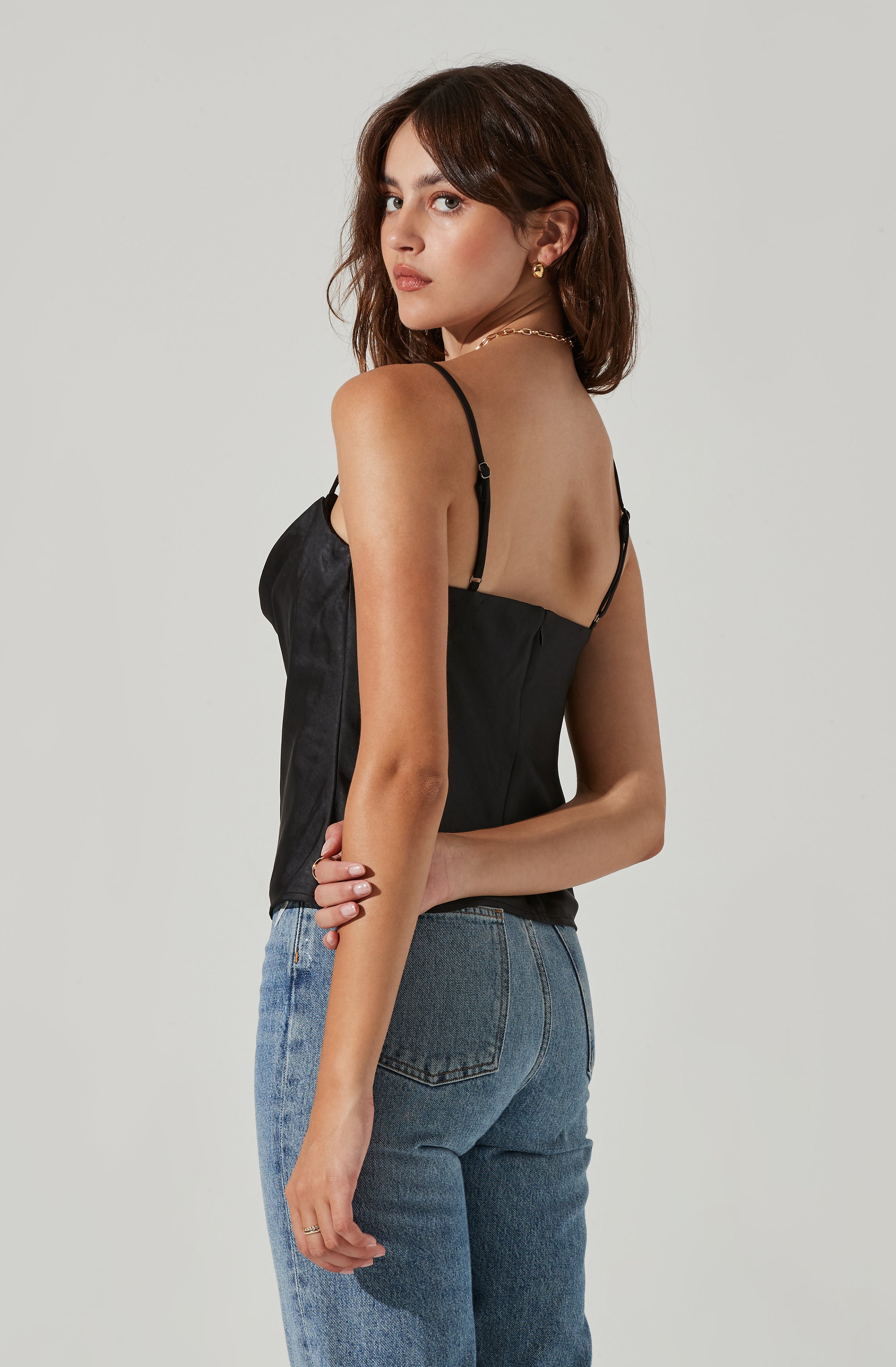 Satin Cowl Neck Cami-Aljck