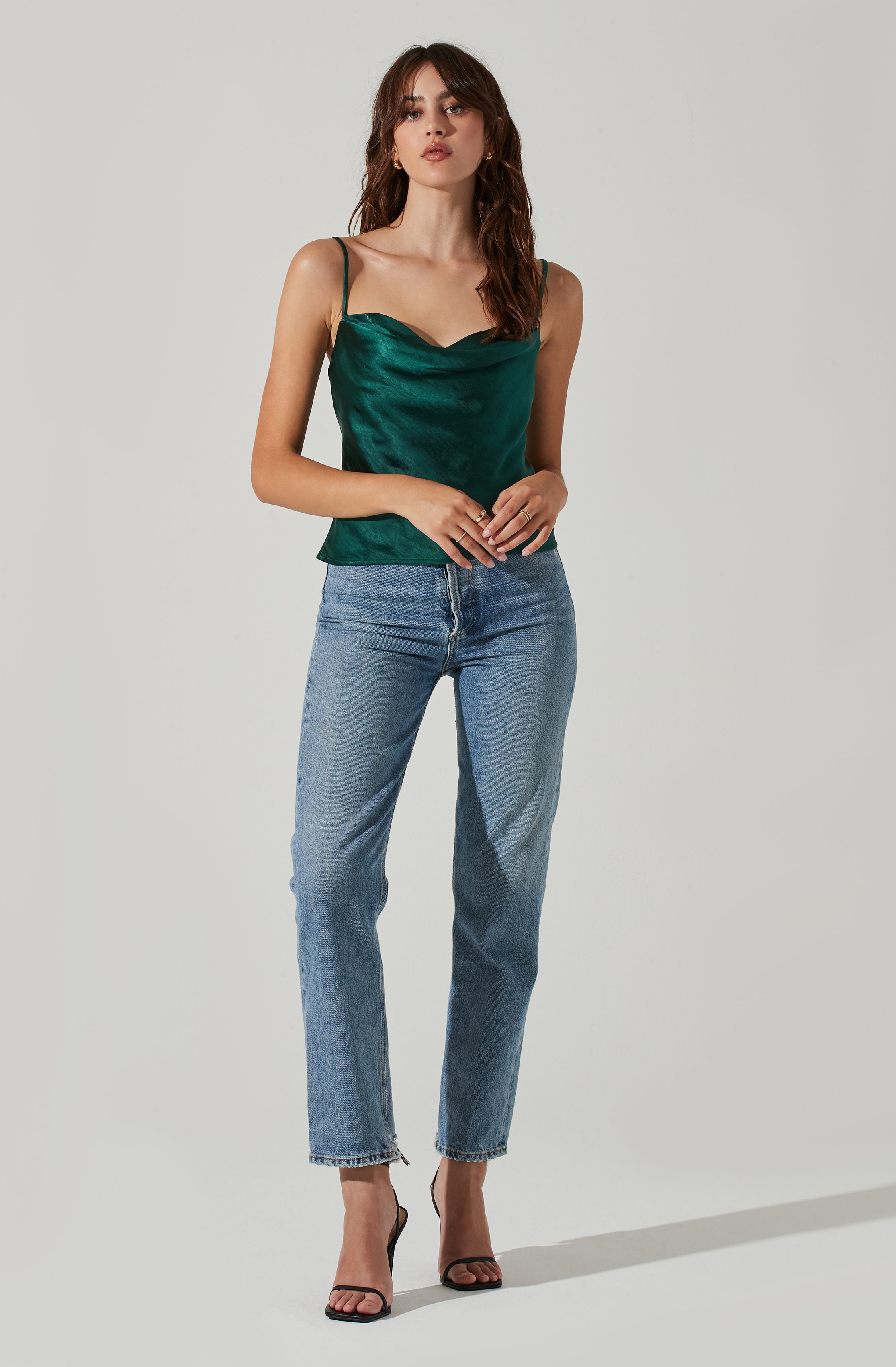 Satin Cowl Neck Cami-Aljck