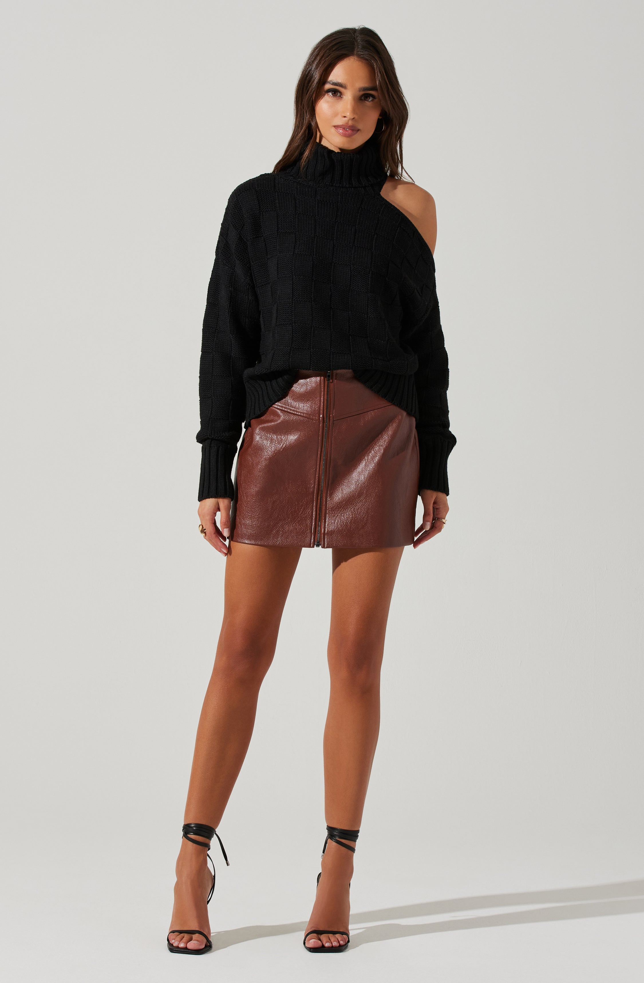 Mock Neck Cutout Sweater-Aljck