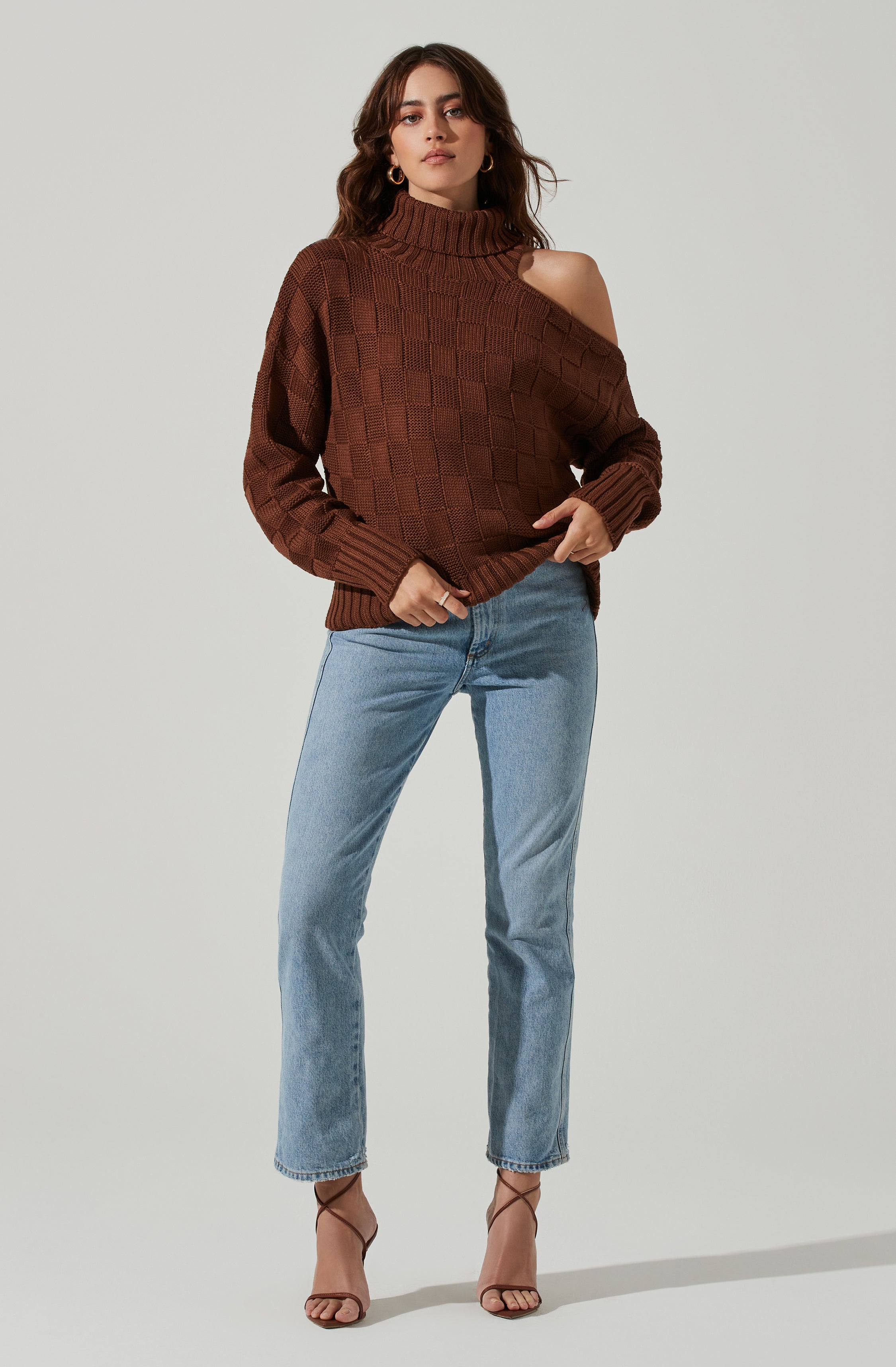 Mock Neck Cutout Sweater-Aljck