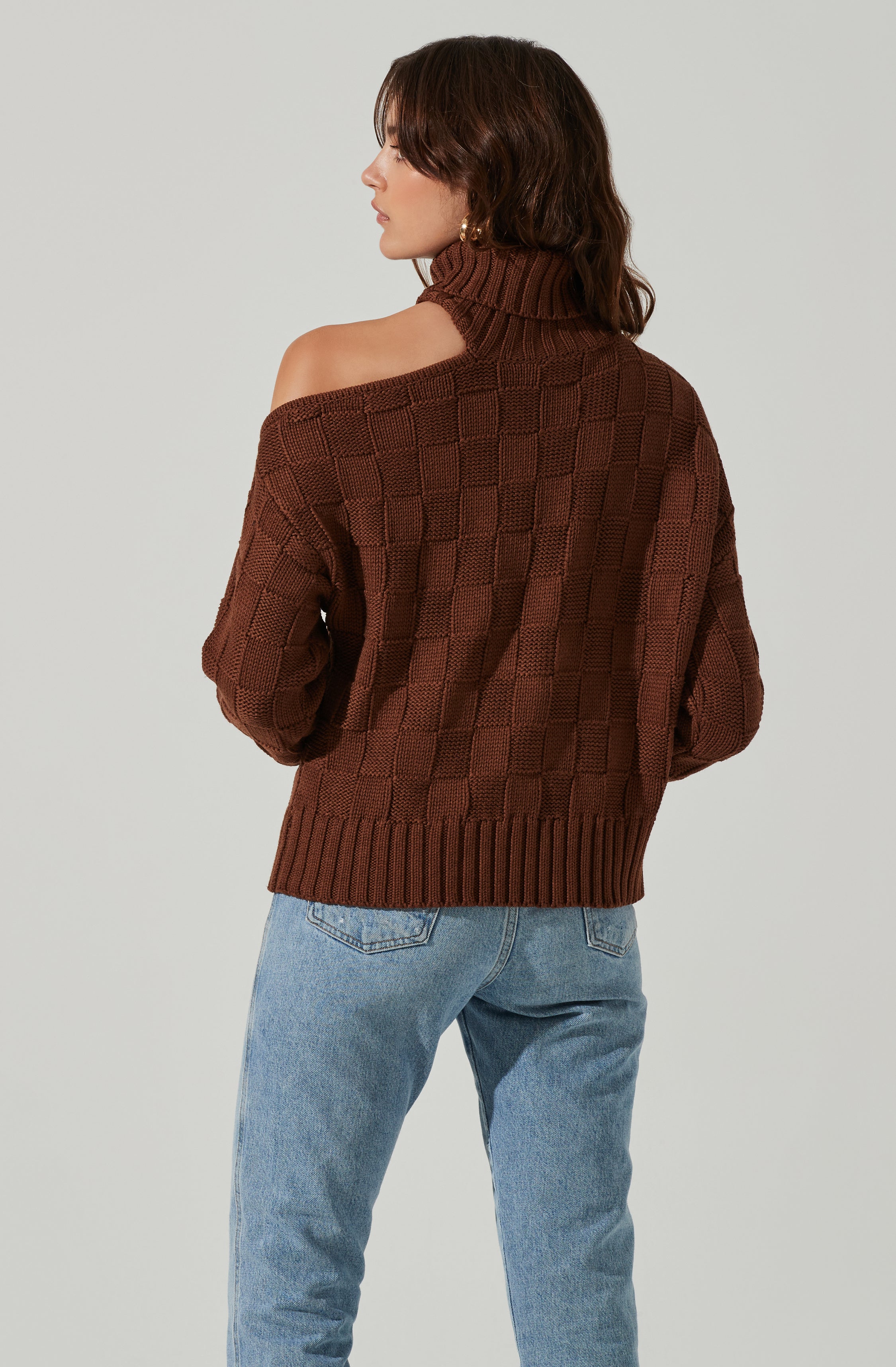 Mock Neck Cutout Sweater-Aljck