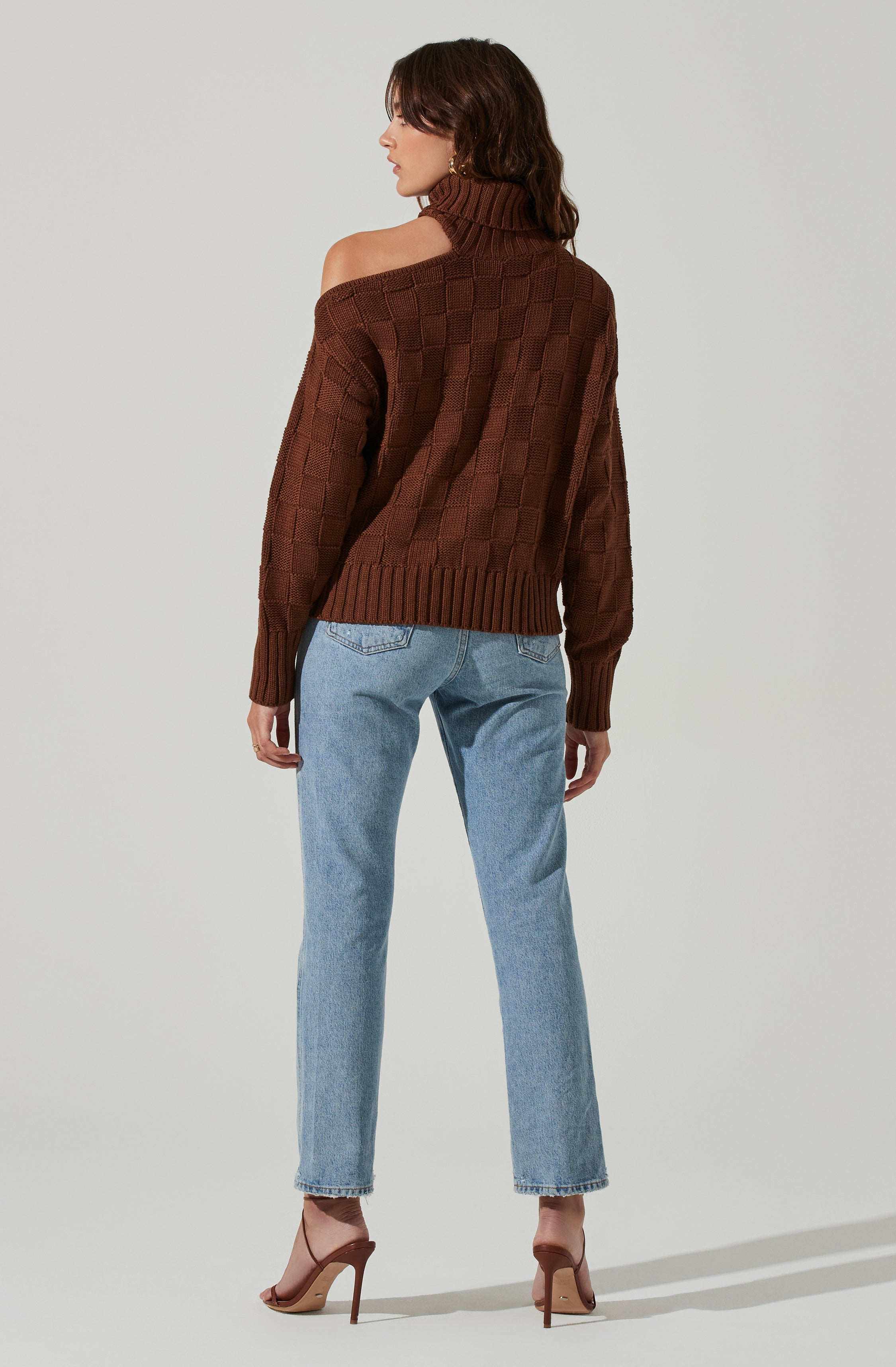 Mock Neck Cutout Sweater-Aljck