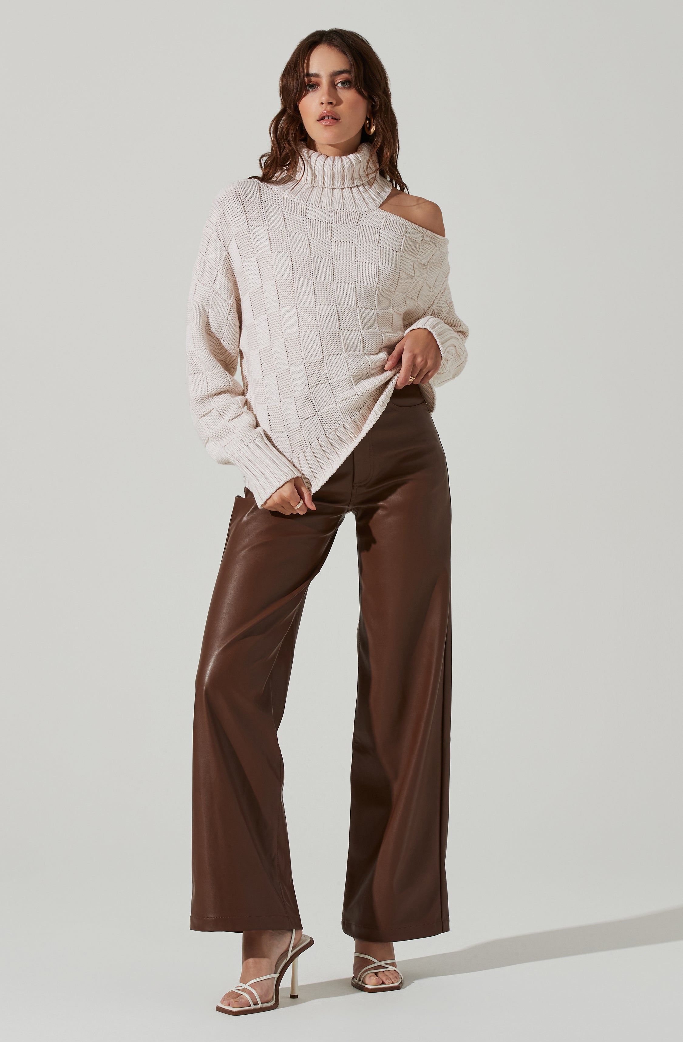 Mock Neck Cutout Sweater-Aljck