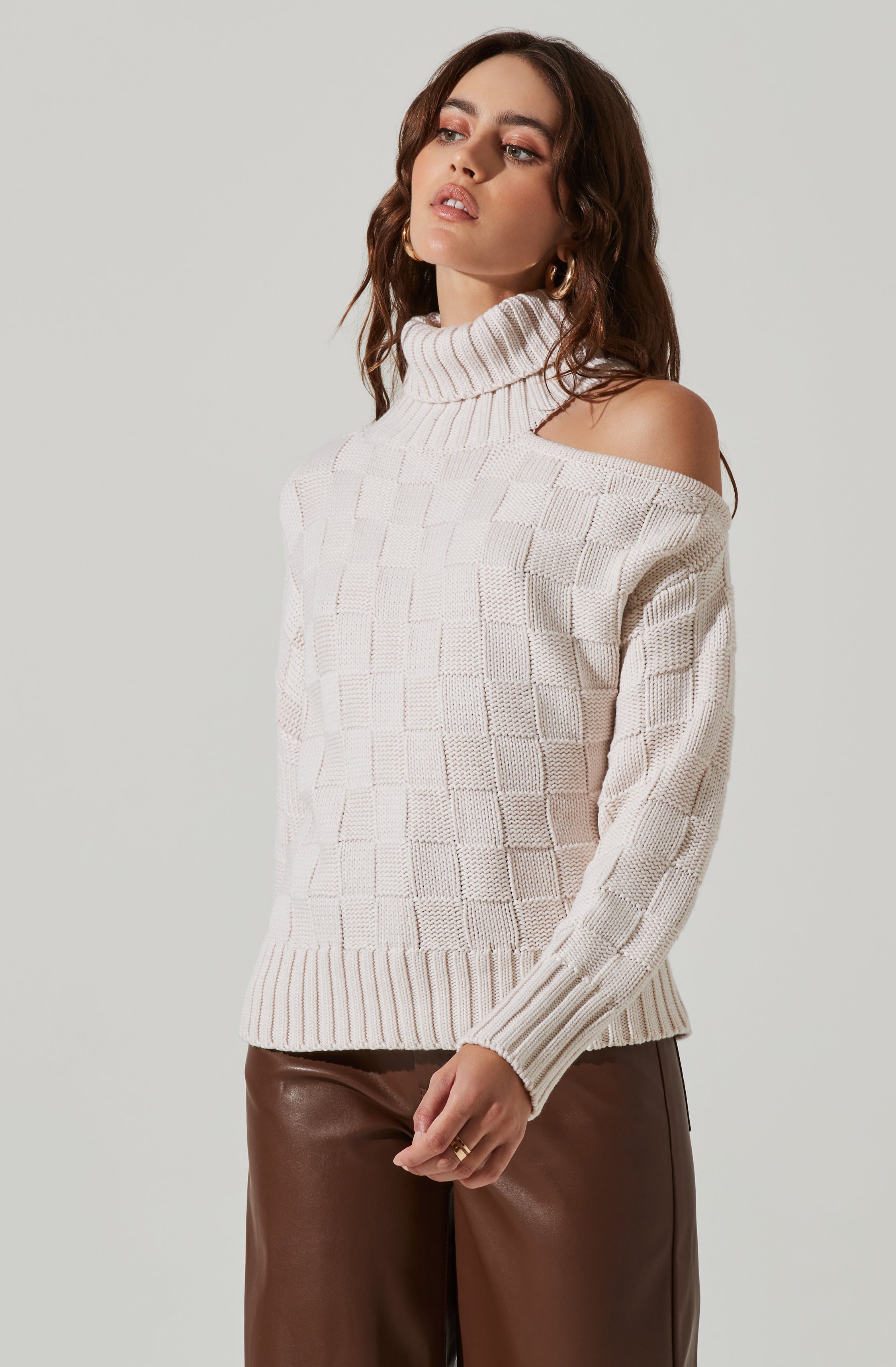 Mock Neck Cutout Sweater-Aljck